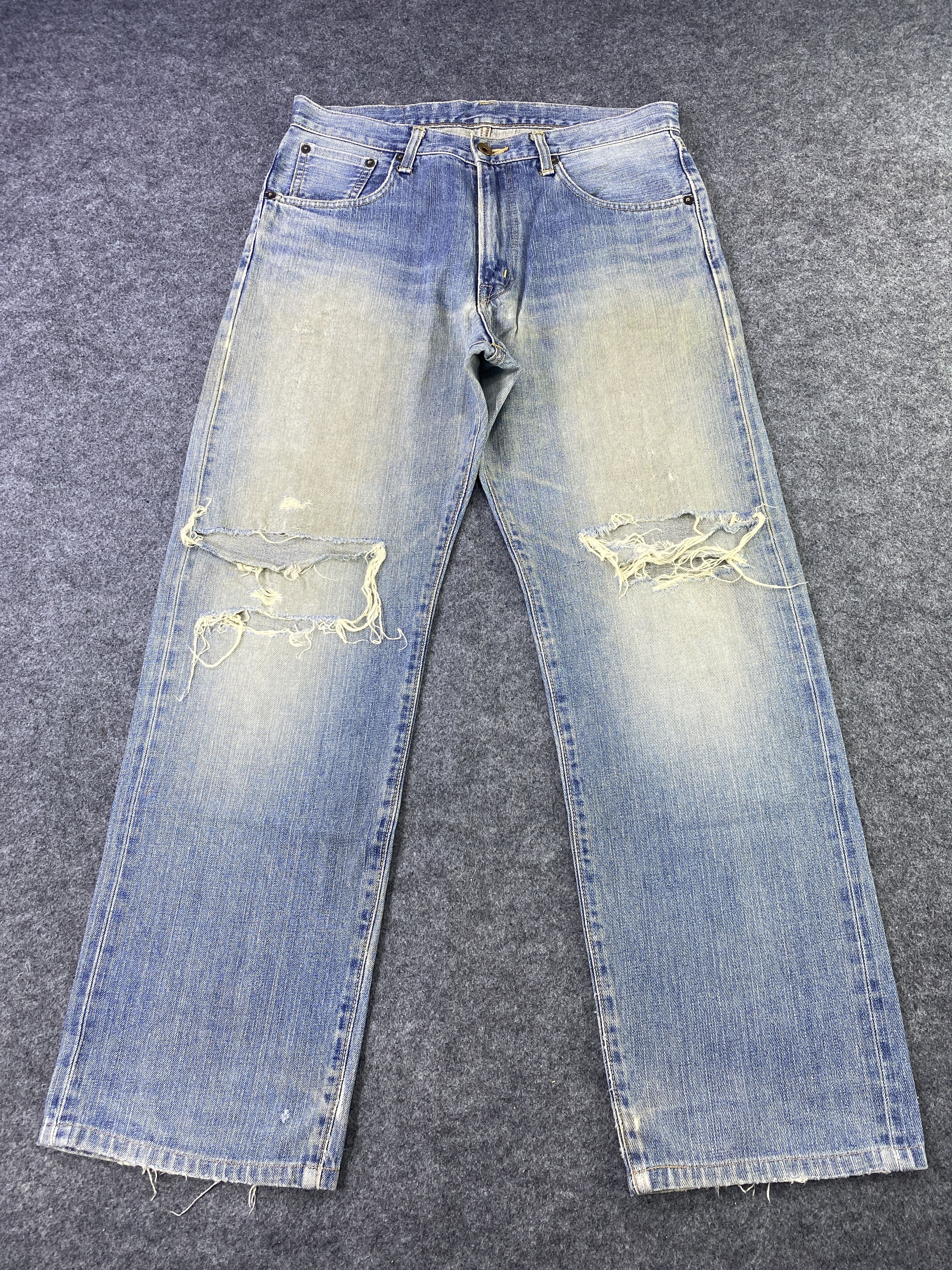 Edwin Edwin 505x Selvedge Distress Blue Wash Denim - J885 Size US 33 - 2 Thumbnail