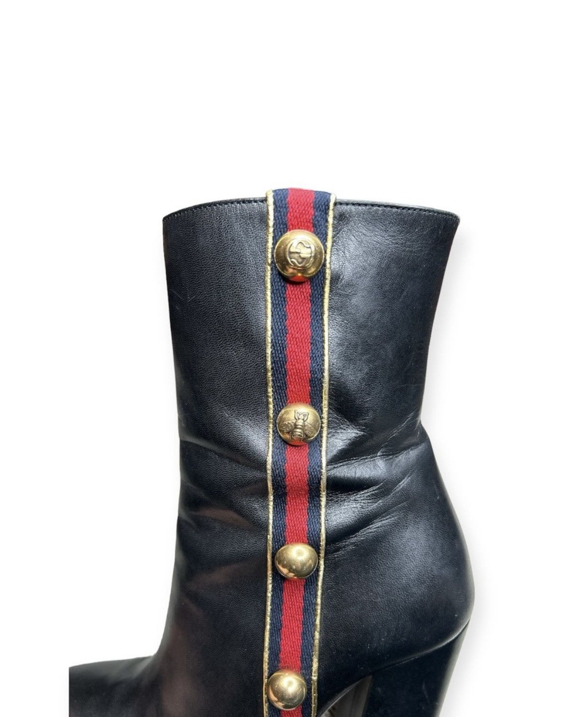 Gucci GUCCI Carly Sylvie Web Stripe Black Ankle Boots EU 38 US 8 Size US 8 / IT 38 - 4 Thumbnail