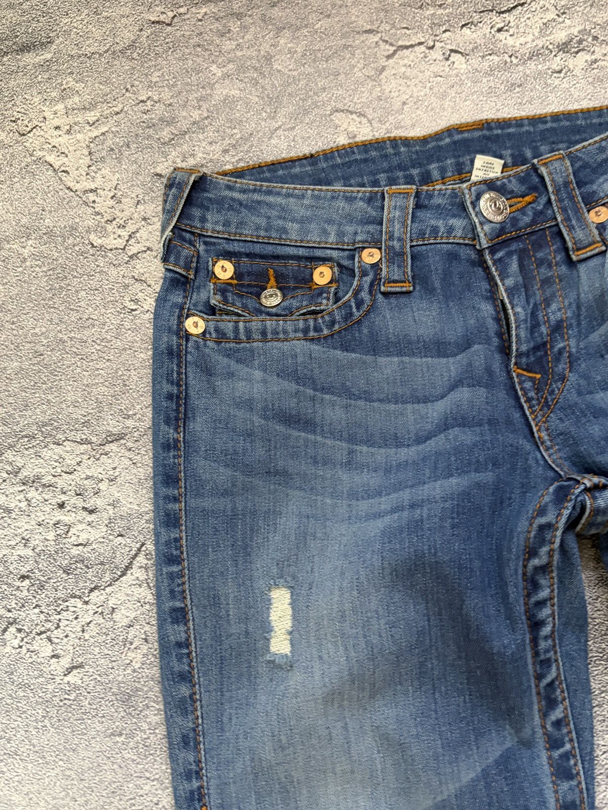 True Religion True Religion Women's Slim Straight Distressed Jeans Blue 28 Size 28" / US 6 / IT 42 - 10 Thumbnail
