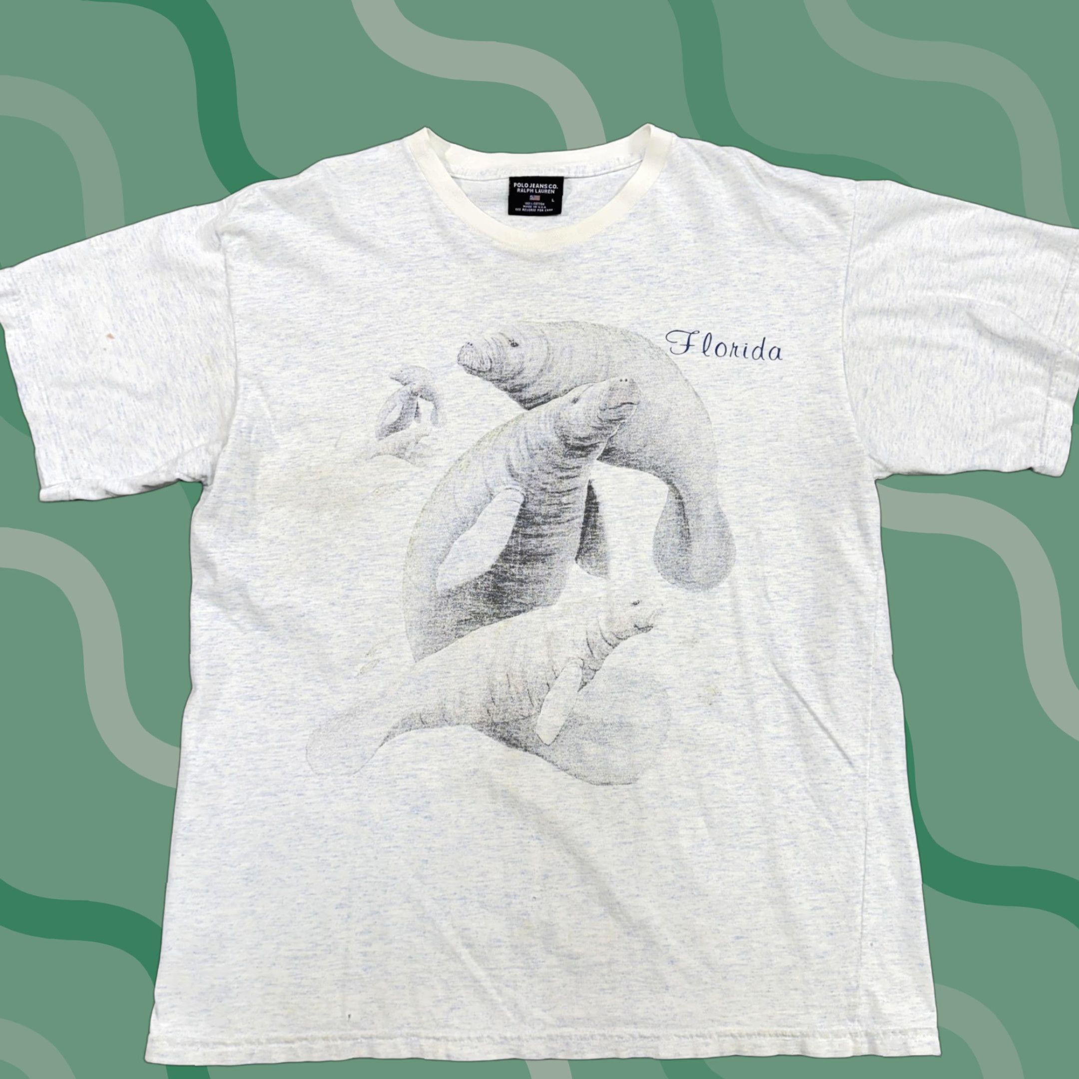 Vintage VINTAGE Nature Florida Manatee Shirt Mens L White All Over Print 90s Wildlife Animal Graphic Print Crew Neck Short Sleeve Cotton Regular Vintage: Yes Size US L / EU 52-54 / 3 - 1 Thumbnail