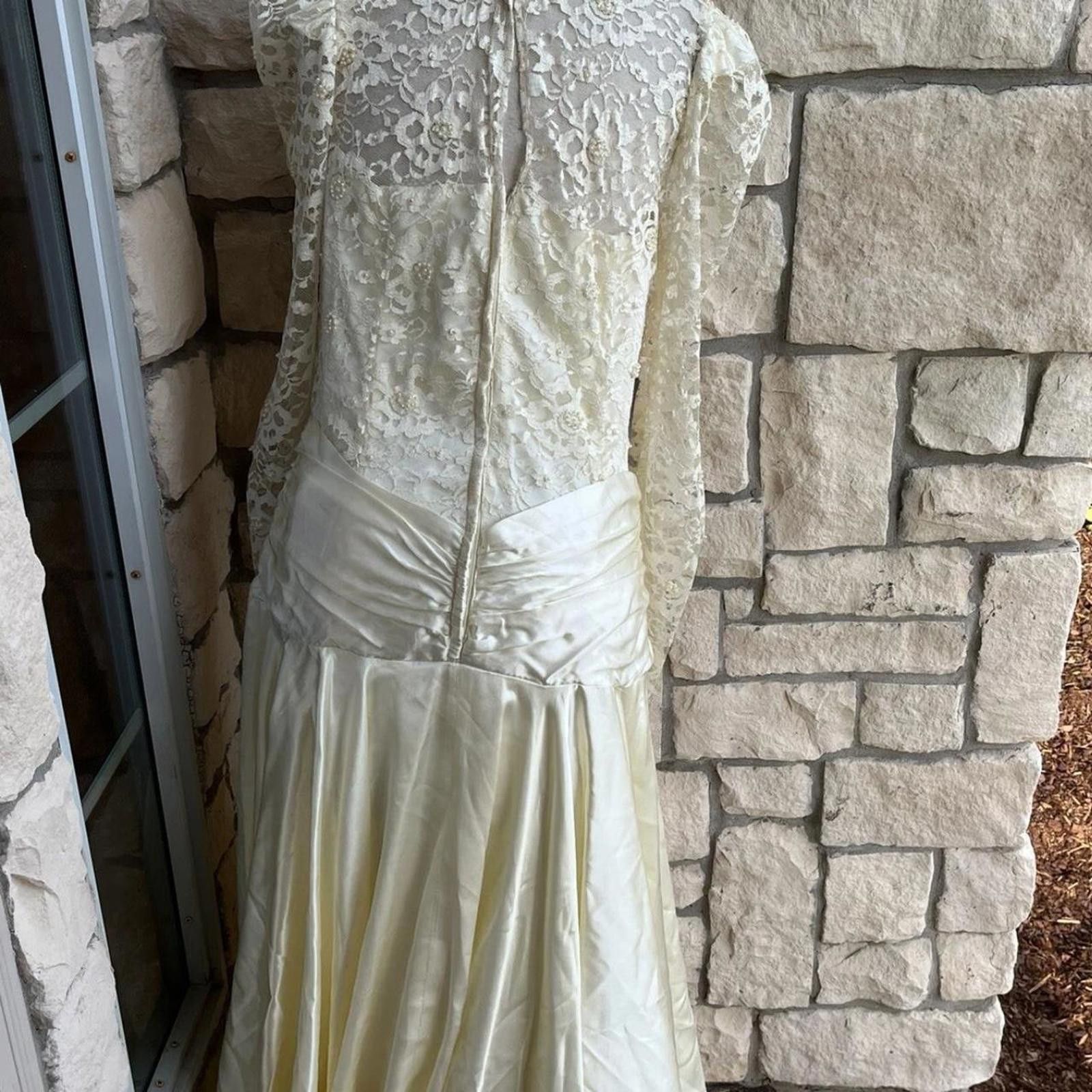 Other Vintage 1960's blue and white Lace dress with bow size 8. Size M / US 6-8 / IT 42-44 - 2 Thumbnail