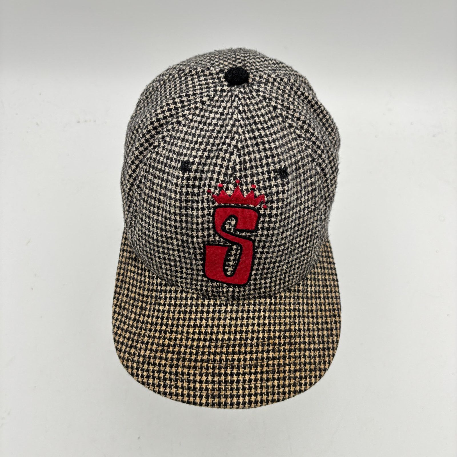 Stussy × Vintage Vintage 90s Stussy Houndstooth S Crown Logo Snapback Hat Size ONE SIZE - 6 Thumbnail