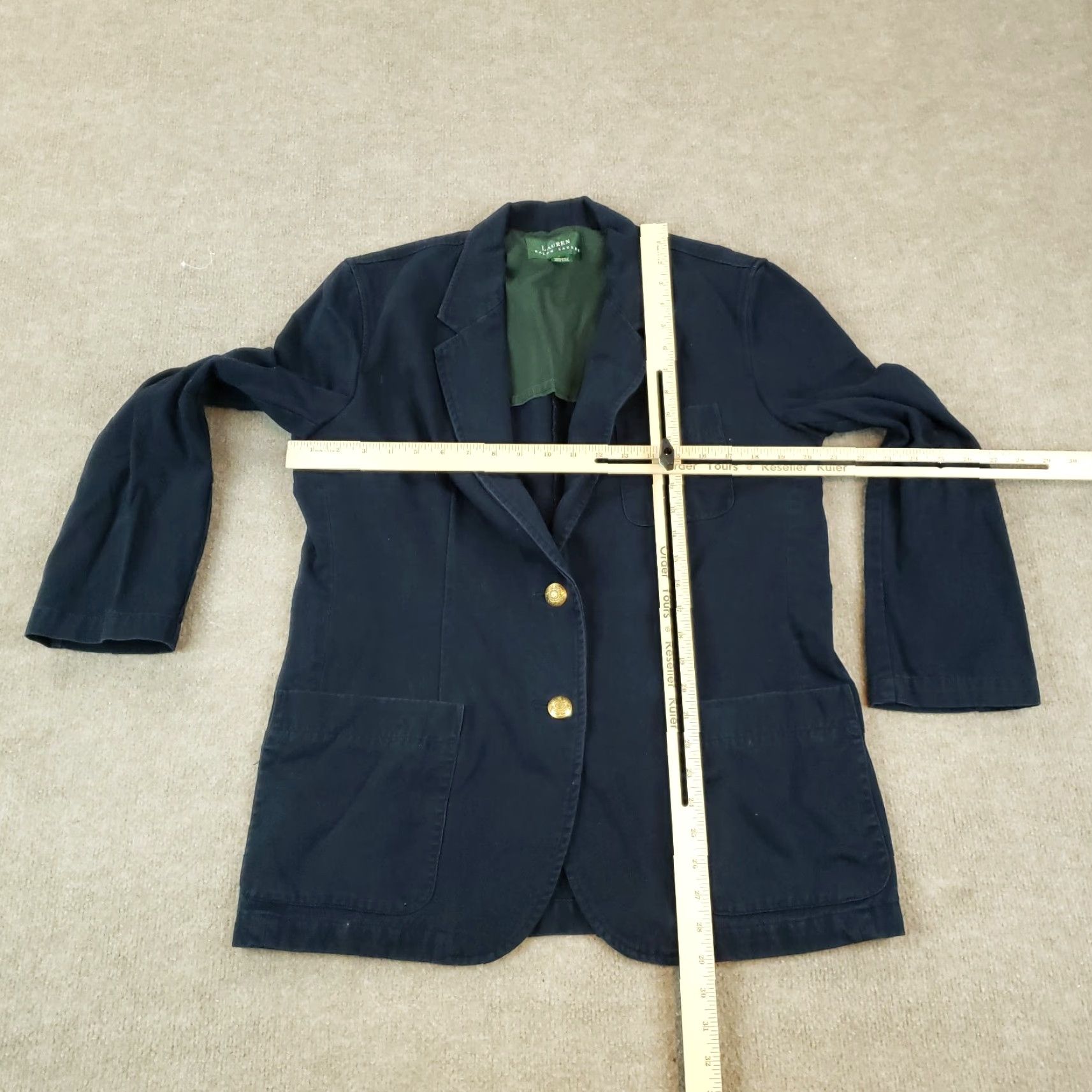 Boden Vtg Lauren Ralph Lauren Blazer Womens Size 6 Blue Single Breasted Shoulder Pads Size M / US 6-8 / IT 42-44 - 2 Thumbnail