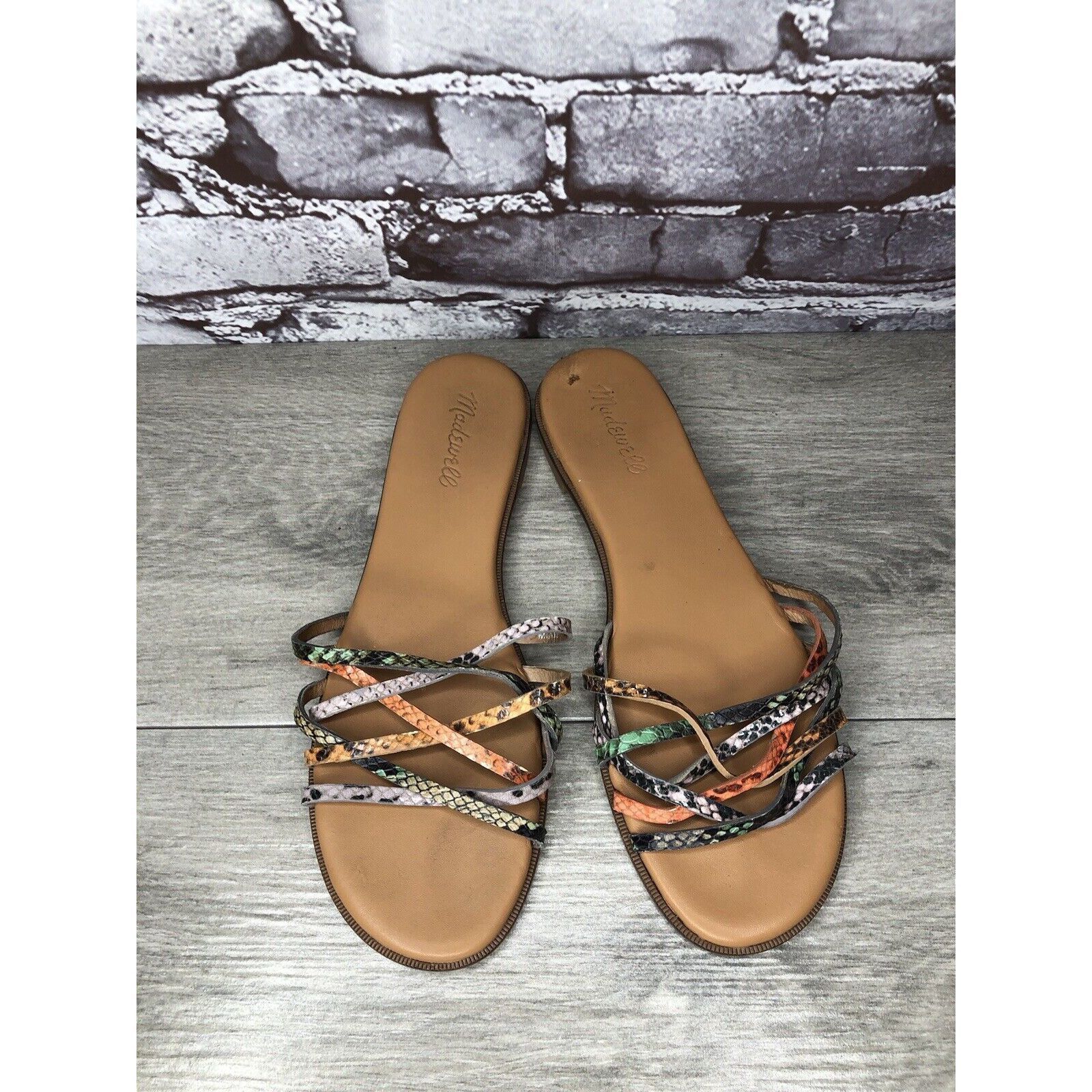 Madewell Madewell Tracie MultiColor Leather Snake Print Strappy Sanda Size US 9 / IT 39 - 10 Thumbnail