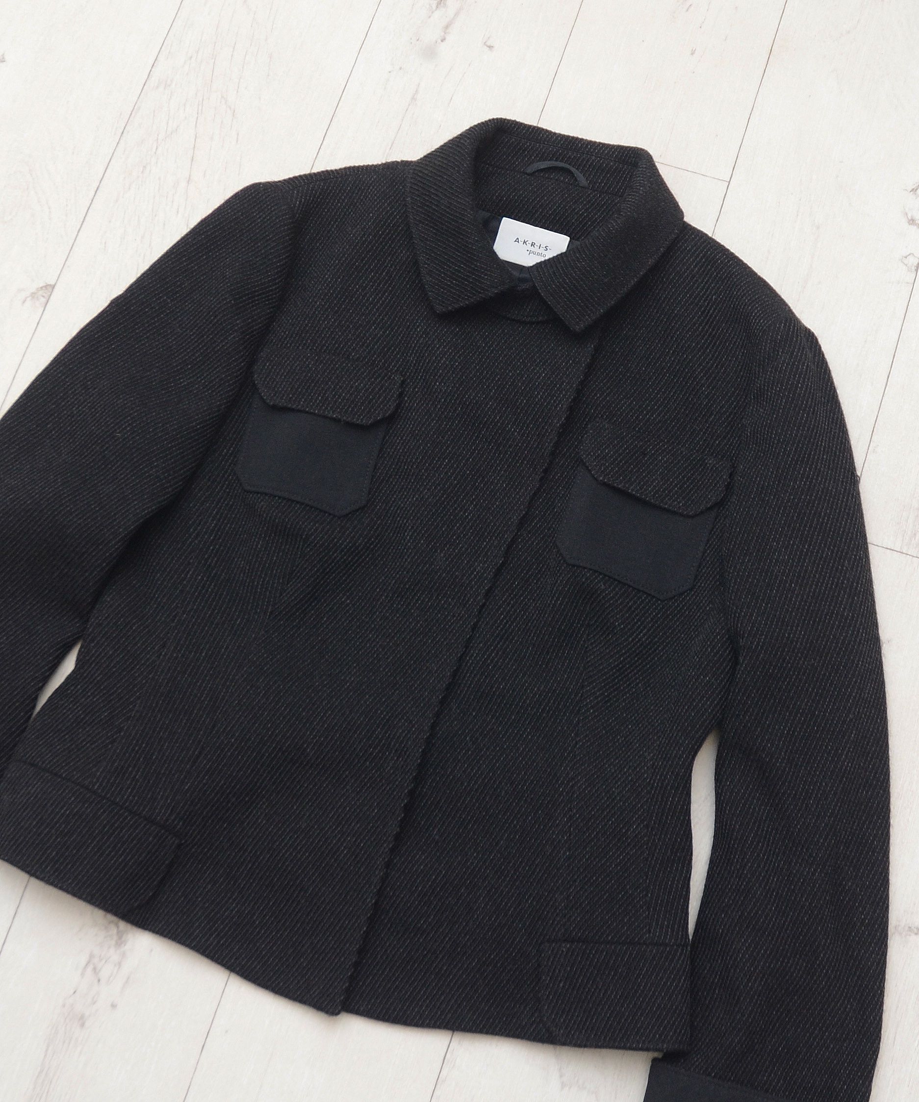 Akris × Designer Luxury Akris Punto Black Wool Coat Blazer Jacket Coudroy Size M / US 6-8 / IT 42-44 - 2 Thumbnail