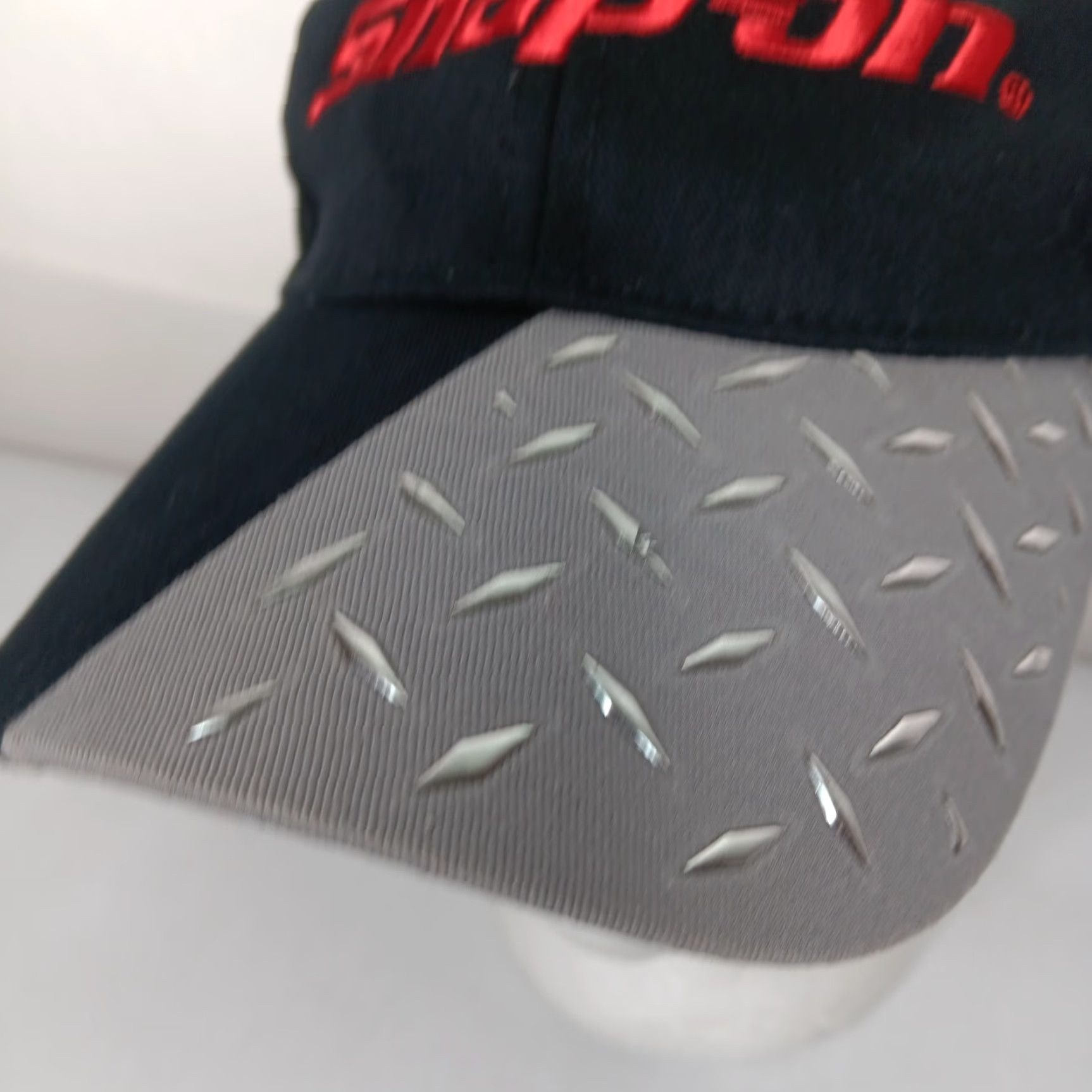 Vintage Snap On Tools Hat Black Canvas Strap Back Cap Red Logo Silver Metallic Size ONE SIZE - 6 Thumbnail