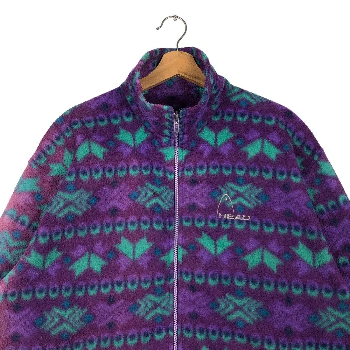 Japanese Brand 🔥90’s Vintage Navajo Aztec Fleece Jacket Head Japan Size US L / EU 52-54 / 3 - 2 Thumbnail