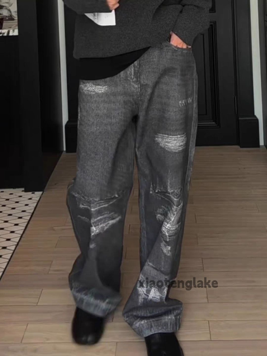 Jean × Vintage Unisex print loose baggy hiphop yuppie pattern jeans Size US 36 / EU 52 - 4 Thumbnail