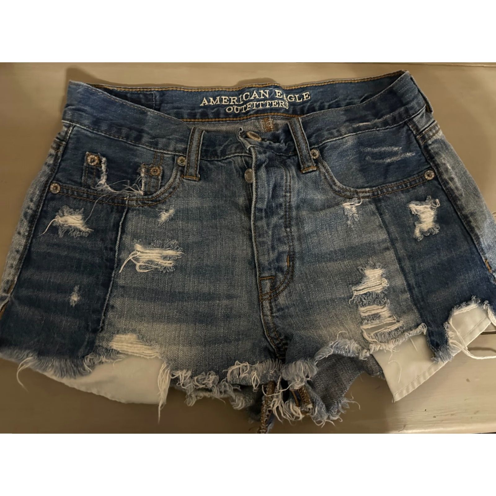 American Eagle Outfitters American Eagle Shorts Womens Size 2 Vintage Hi-Rise Festival Distressed Denim Cut-Off 90s Womens Size 30" / US 8 / IT 44 - 2 Thumbnail
