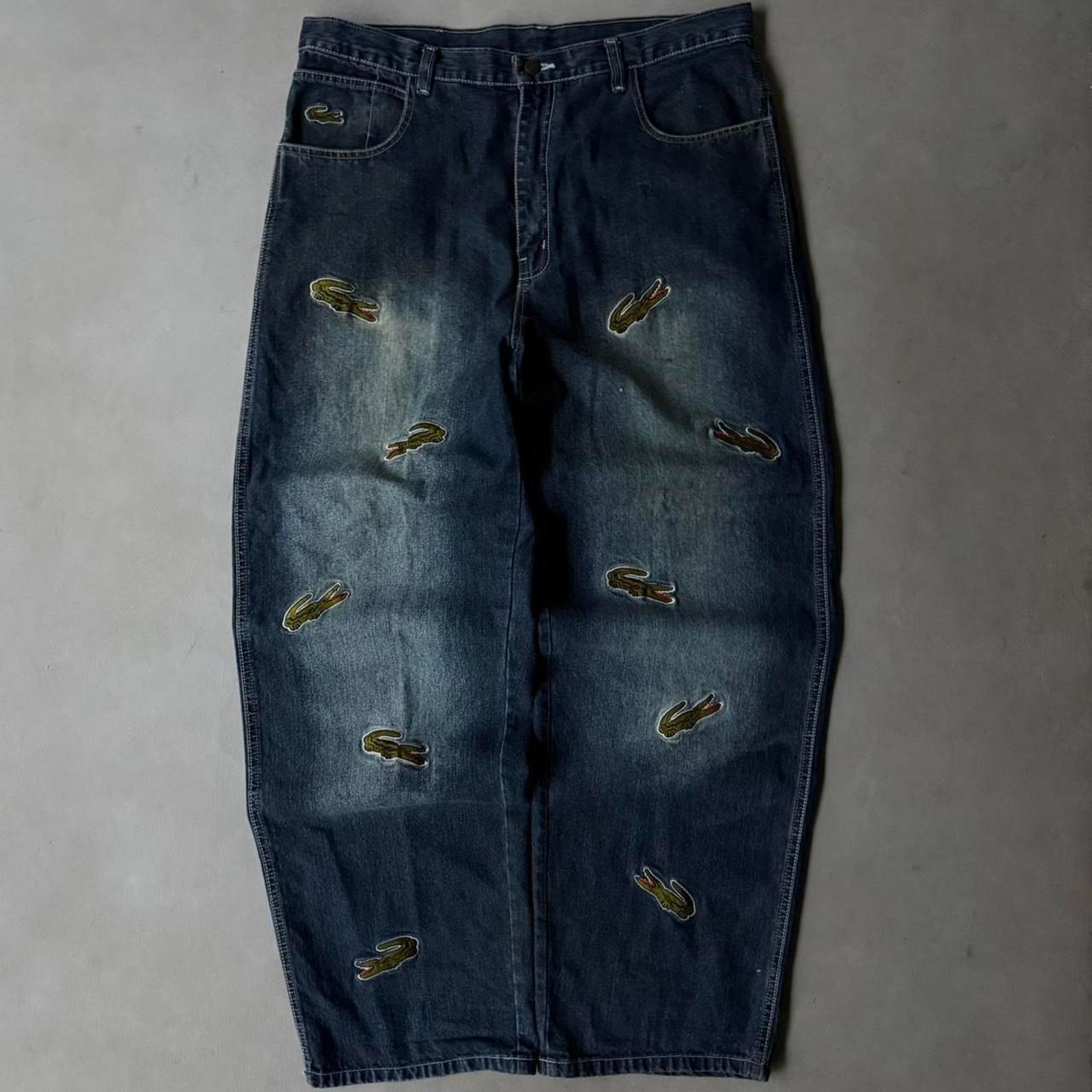 Lacoste Vintage Lacoste AOP Alligator Baggy Wide Leg Jeans Y2K Size US 36 / EU 52 - 1 Thumbnail