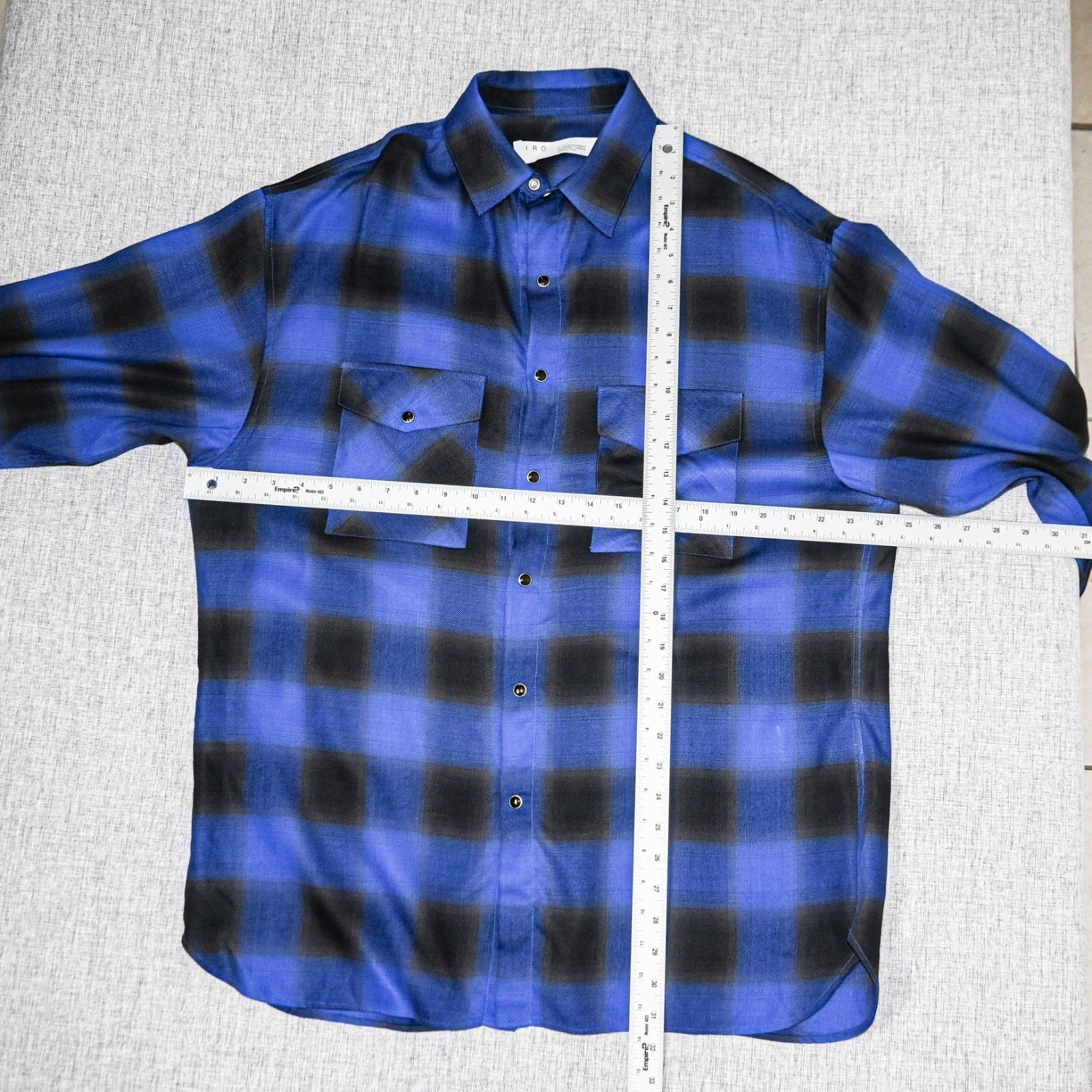 Iro IRO Zephir Plaid Print Pearl Snap Over Shirt Electric Blue Size US M / EU 48-50 / 2 - 8 Thumbnail