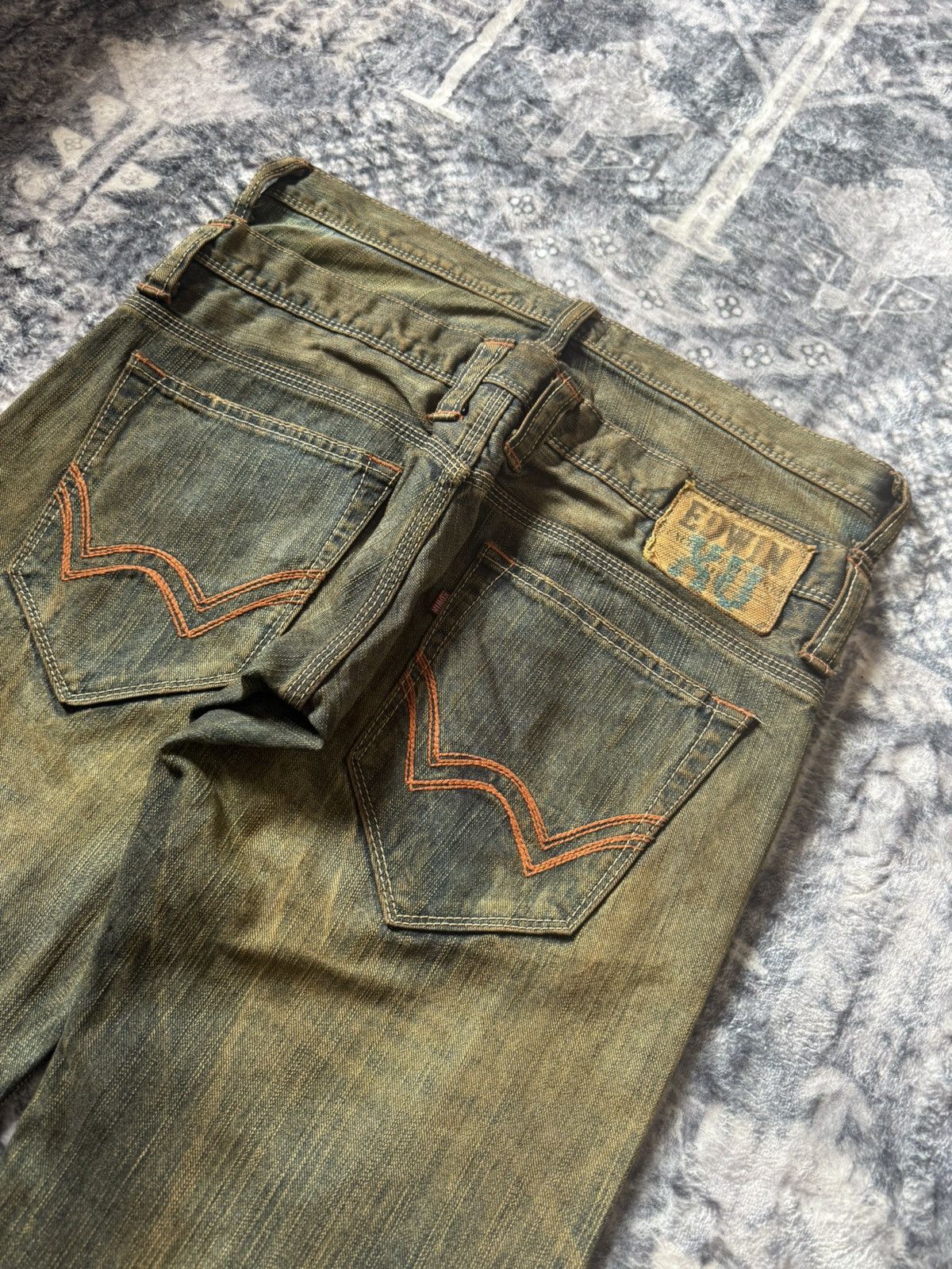 If Six Was Nine Edwin Japan Psychedelic Mud Wash Fade Double Waist Jeans Size US 30 / EU 46 - 11 Thumbnail