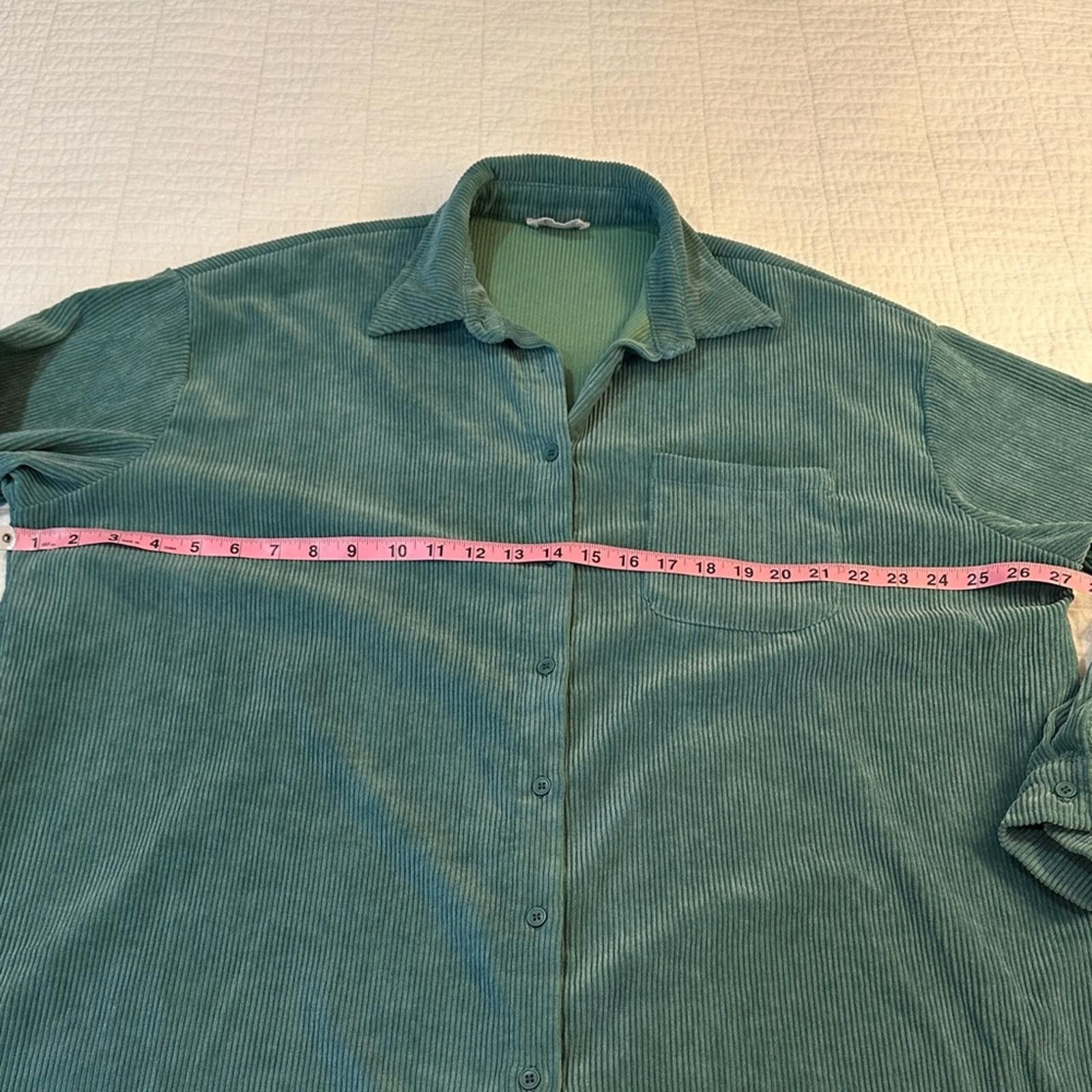 Other Audrey 3+1 M/L Oversized Corduroy Button Down Shirt Teal EUC Size L / US 10 / IT 46 - 4 Thumbnail