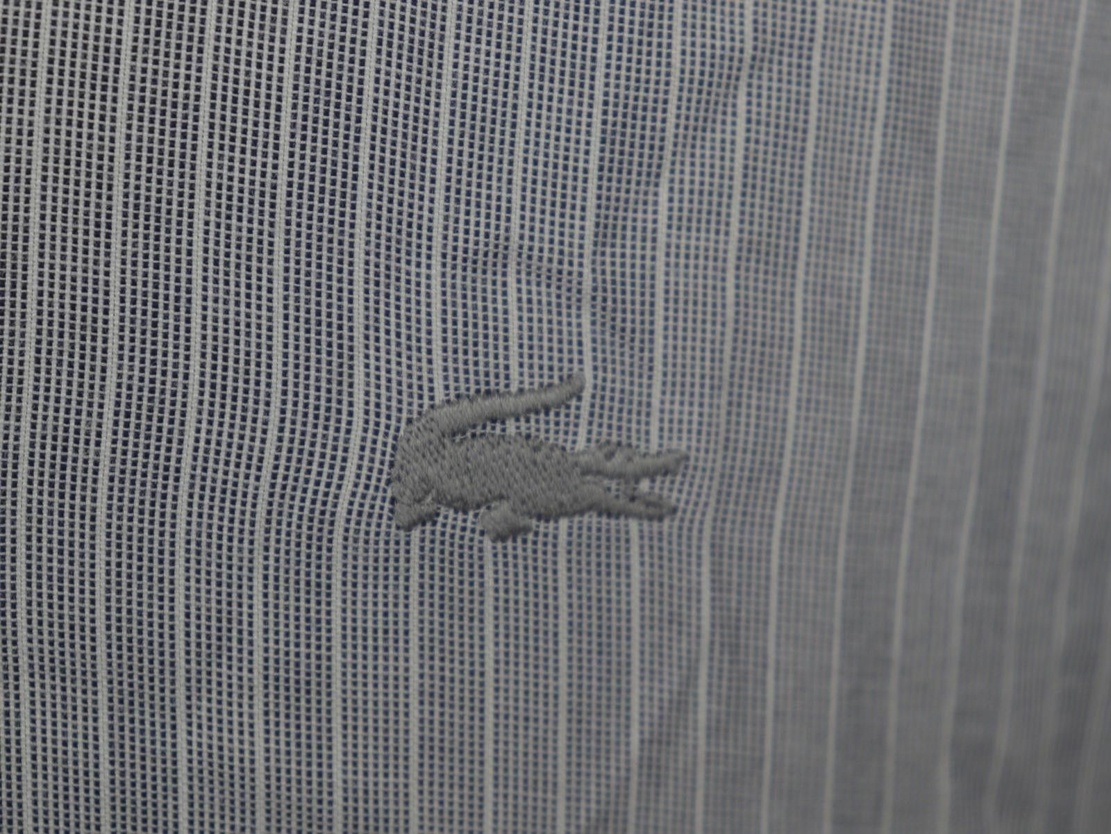 Lacoste Lacoste Gray Pinstriped Cotton Collared Button-Down Shirt Size US M / EU 48-50 / 2 - 7 Thumbnail