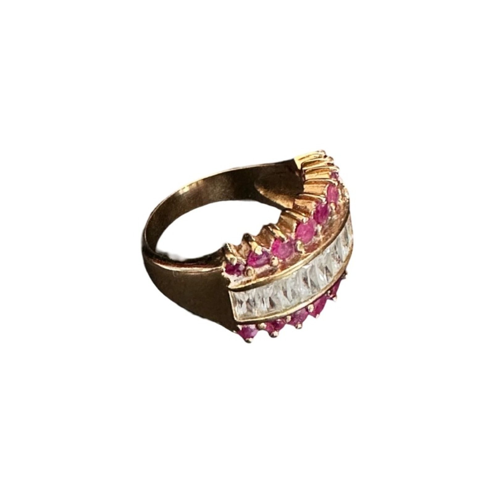 Other Vintage Wide Band Ruby And CZ Princess Ring Size ONE SIZE - 1 Thumbnail