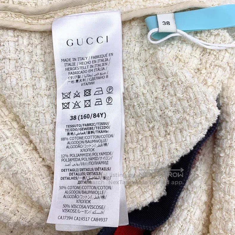 Gucci Gucci Beige striped cotton V-neck woven tweed short-sleeve Size XS / US 0-2 / IT 36-38 - 6 Thumbnail