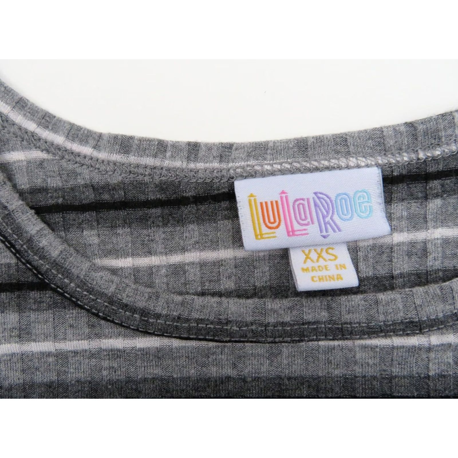 Vintage LuLaRoe Carly Dress 2XS Striped Gray White High Low Swing Dress Women Size XXS / US 00 / IT 34 - 6 Thumbnail