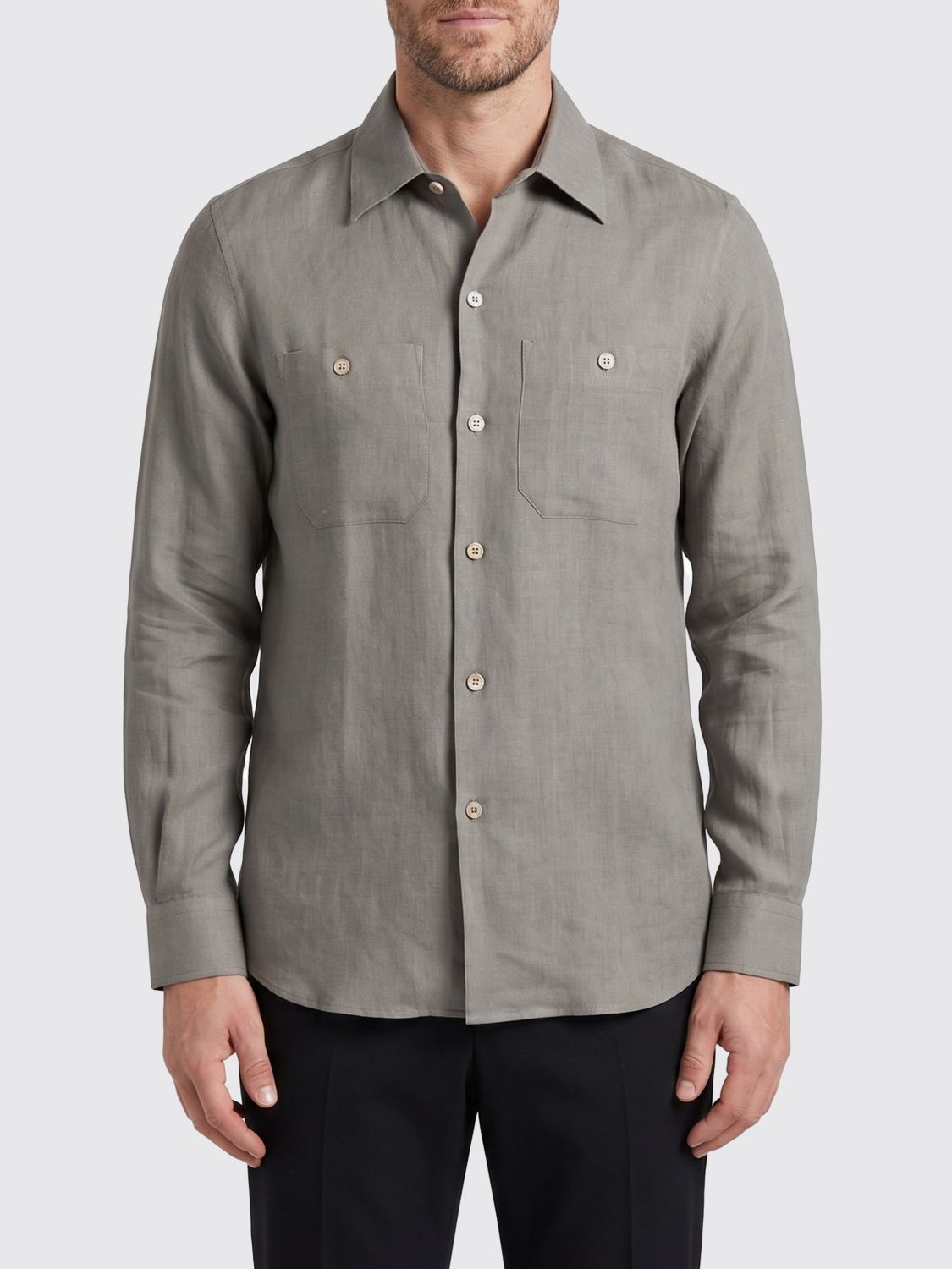 Brunello Cucinelli Brunello Cucinelli Shirt Men Kaki Size US S / EU 44-46 / 1 - 1 Thumbnail