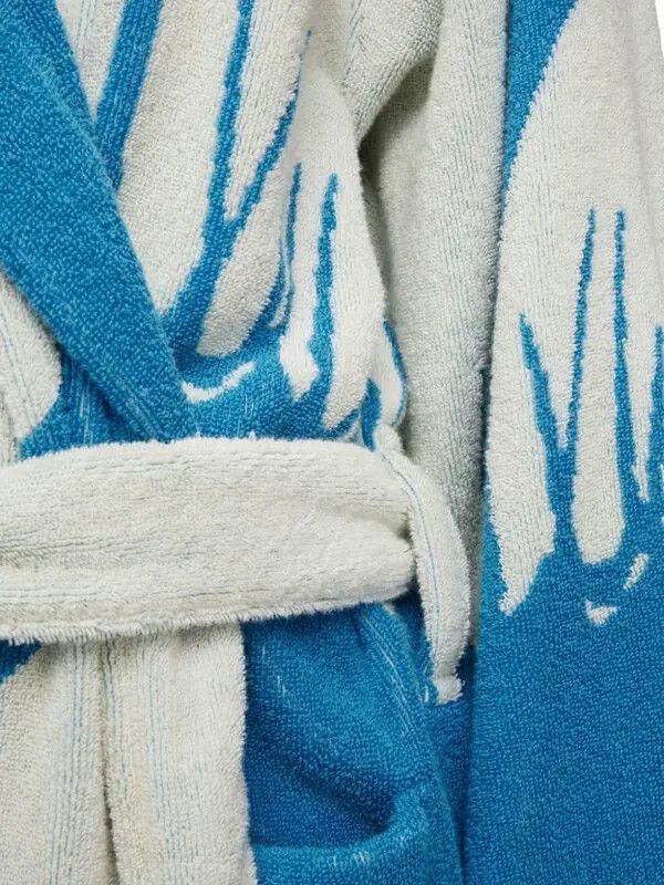 Salvatore Ferragamo o1s1rm0126 Venus Graphic-print Bathrobe in Blue/White Size S / US 4 / IT 40 - 2 Thumbnail