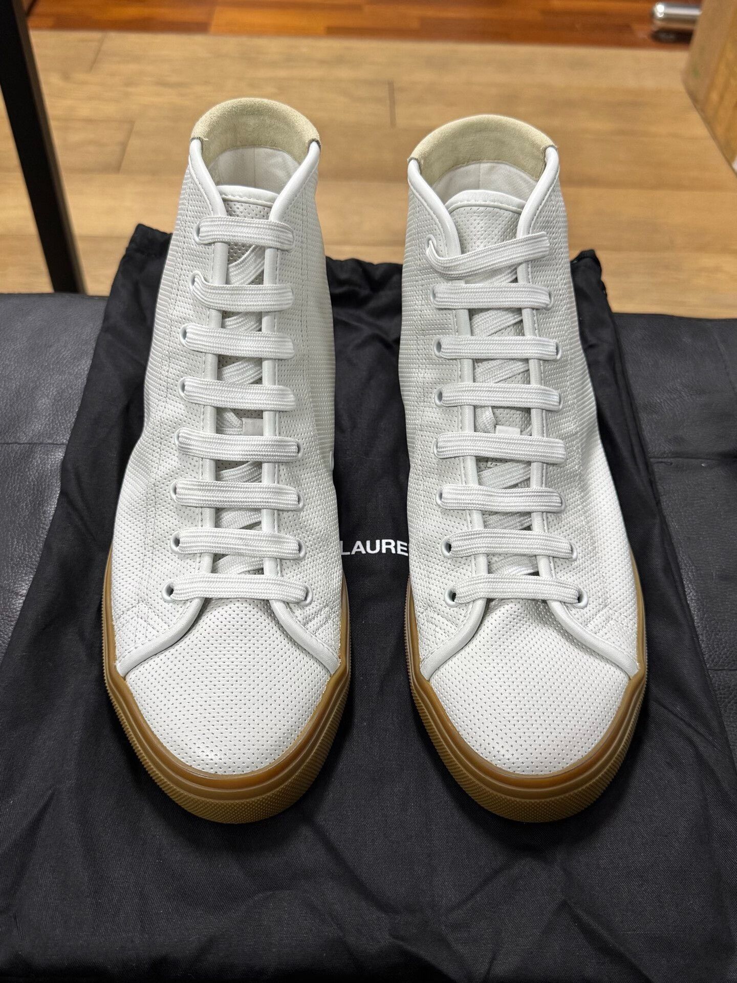 Saint Laurent Paris saint laurent white high-top sneakers for men Size US 9 / EU 42 - 1 Thumbnail