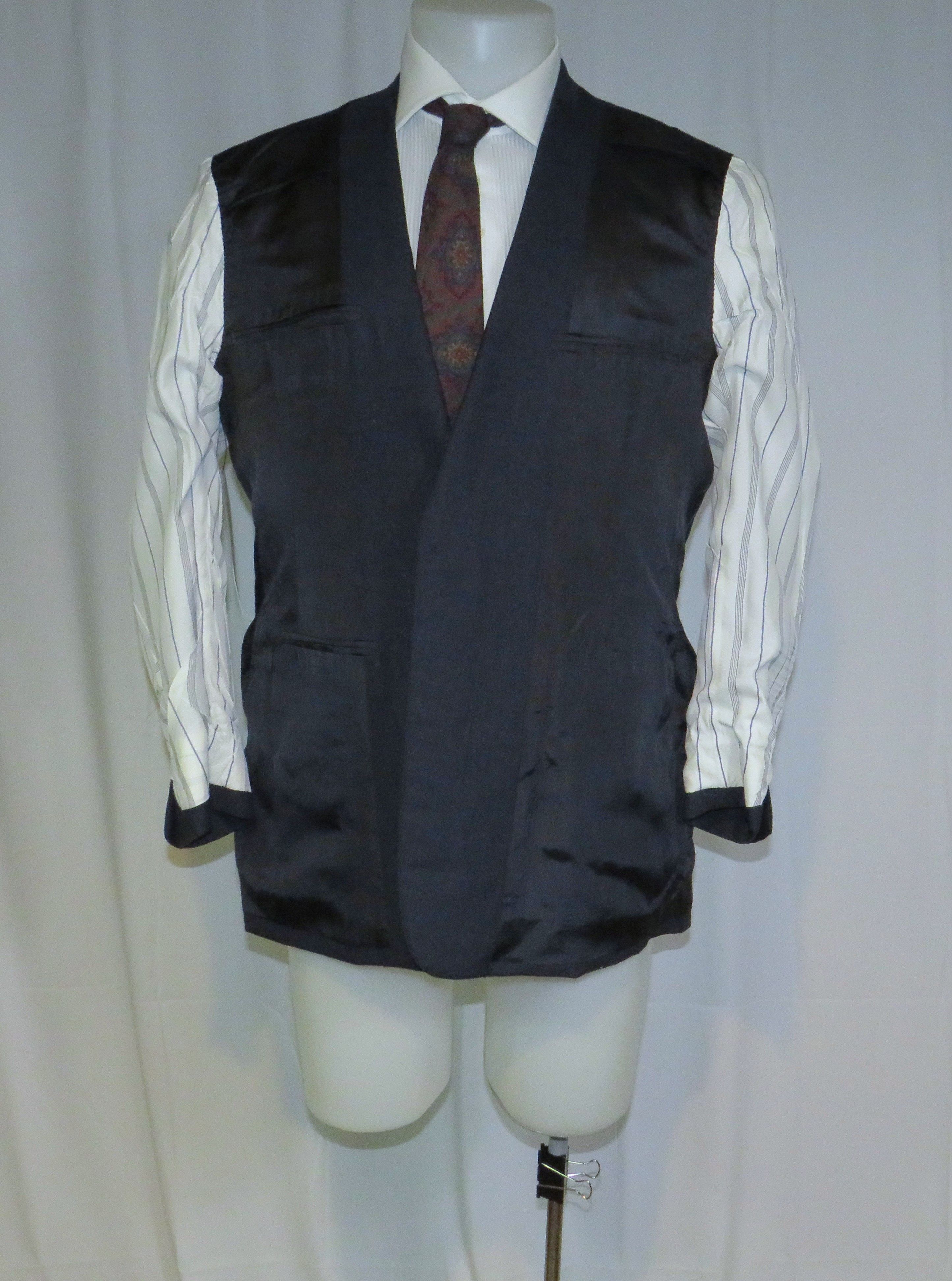 Henry Poole Savile Row Bespoke VTG Blue Hopsack Two Button Suit 40R Size 40R - 17 Thumbnail