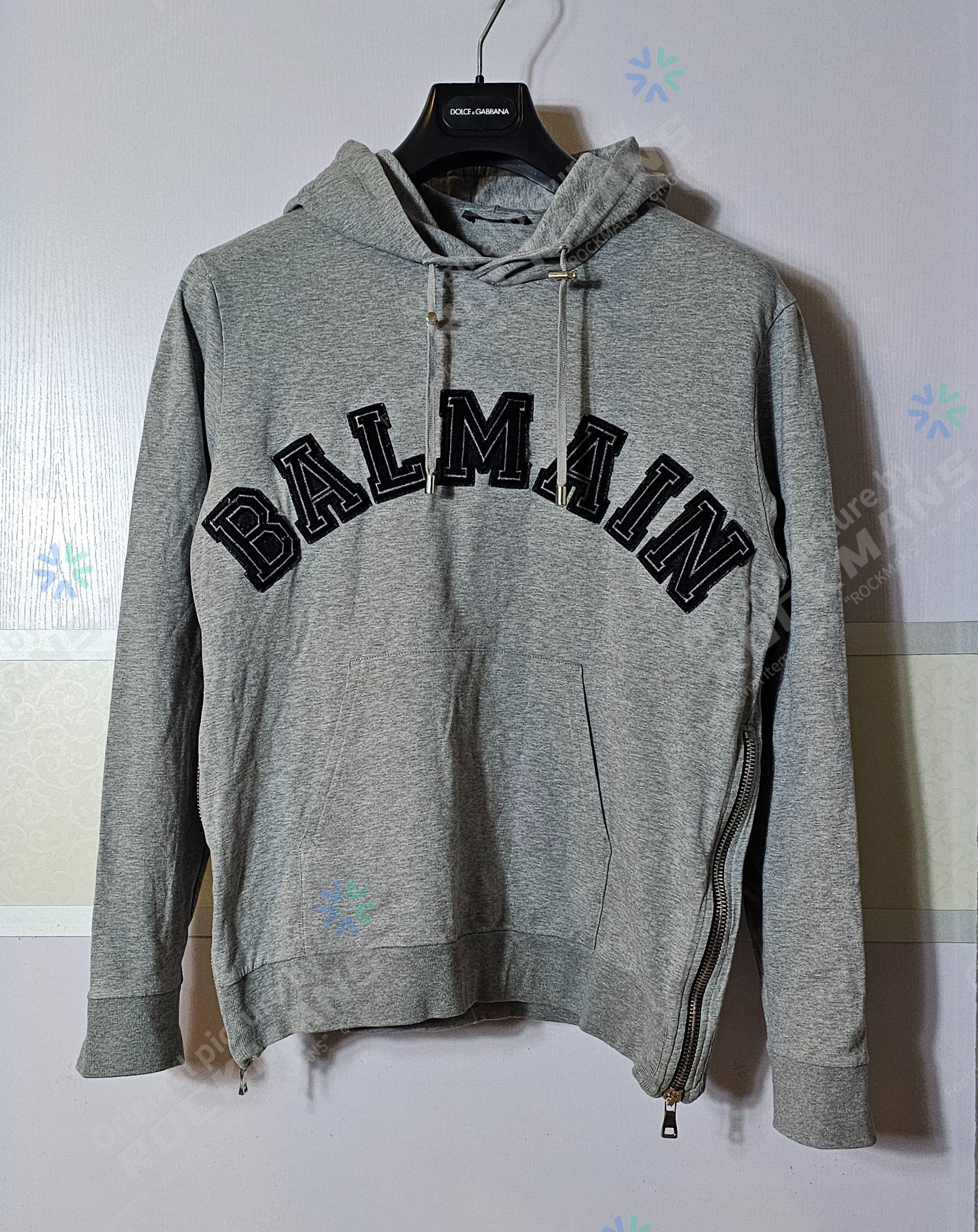 BALMAIN バルマン フーディーサイドジッパー　S Printed cotton hoodie black black - Men | BALMAIN
