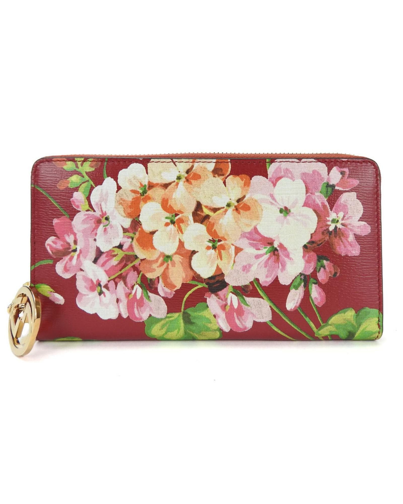 image of Gucci Red Leather Interlocking G Long Wallet, Women's