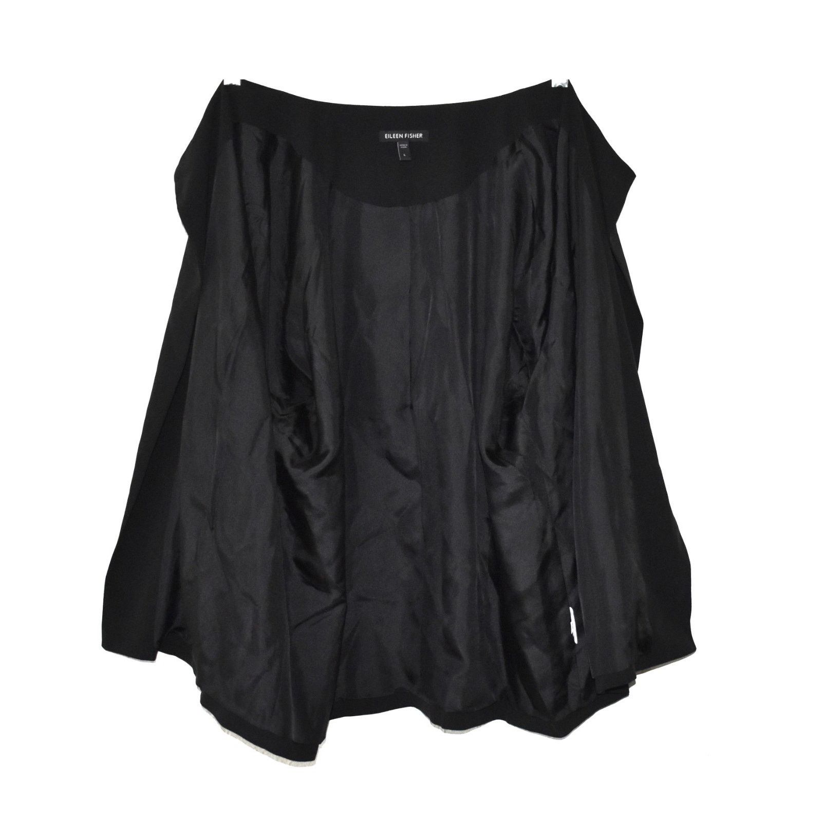 Eileen Fisher A6 EILEEN FISHER Black 100% Silk Lined Short Jacket Size L Size L / US 10 / IT 46 - 4 Thumbnail