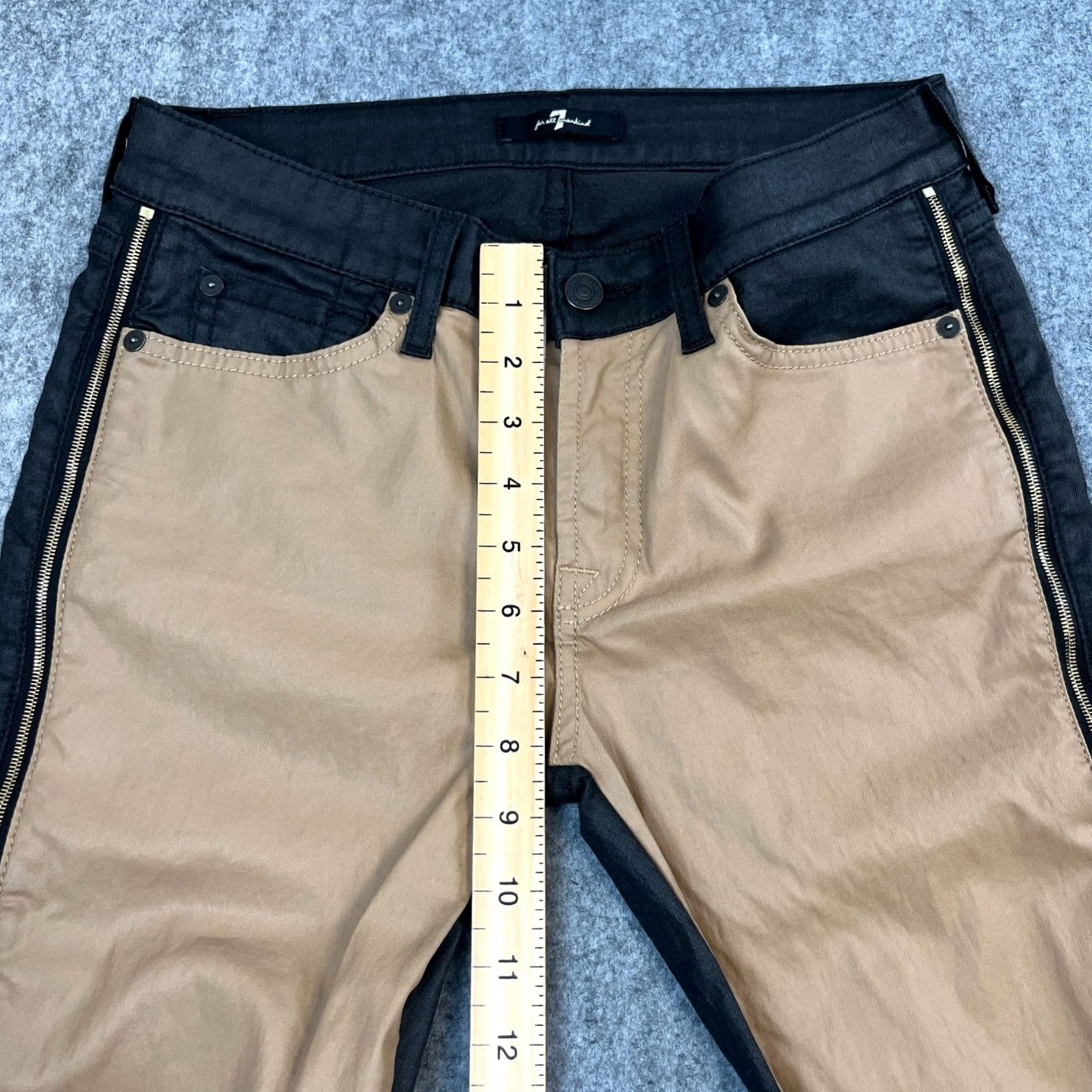 7 For All Mankind 7 For All Mankind Womens Skinny Jeans 28 UK10 Two Tone Beige Black Zip Leg Jeans Womens Skinny Size 32" / US 10 / IT 46 - 6 Thumbnail