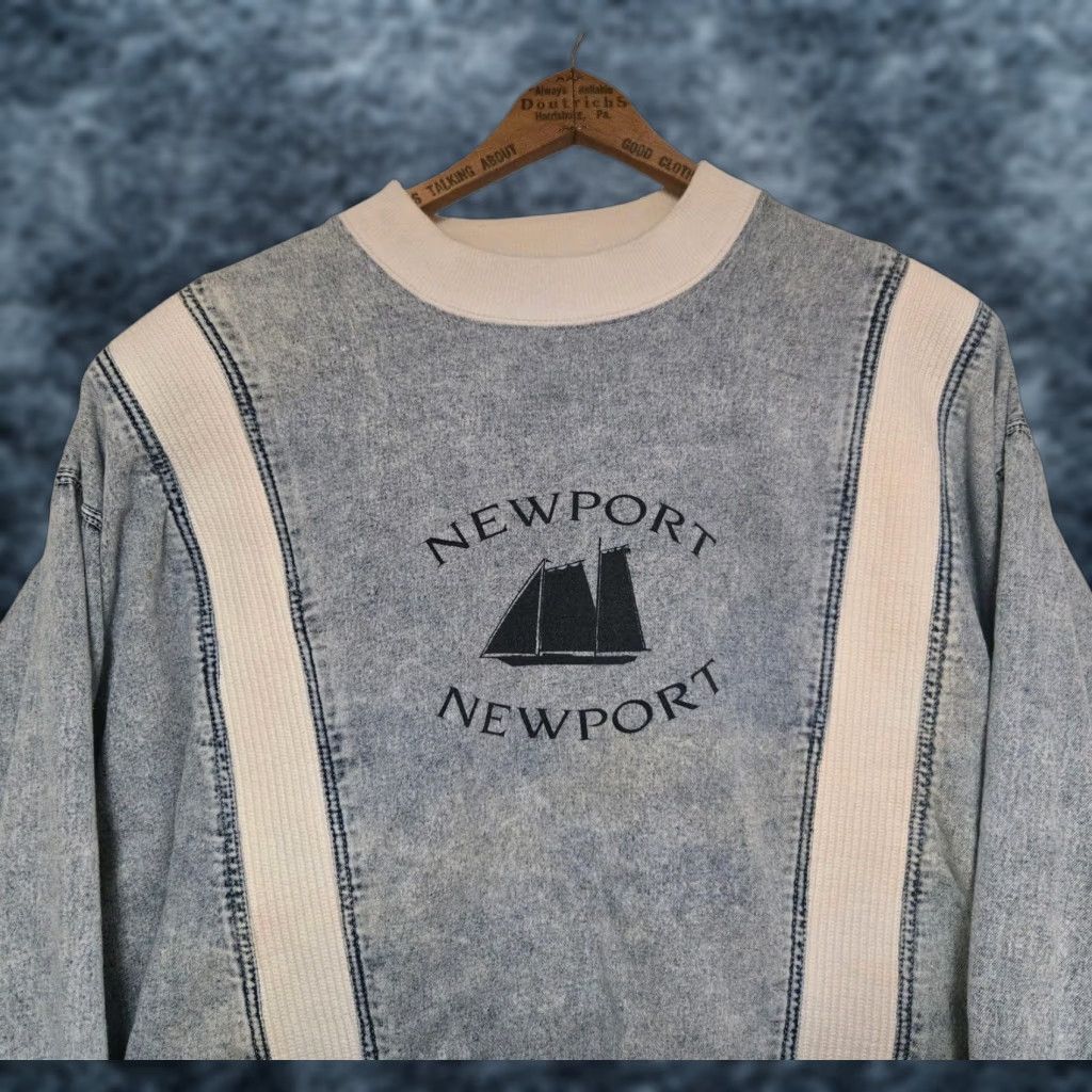 Vintage VINTAGE Newport Sweatshirt Womens Denim Blue 2XL Long Sleeve Pullover 1990s Activewear Crewneck Rare Size XXL / US 16-18 / IT 52-54 - 1 Thumbnail