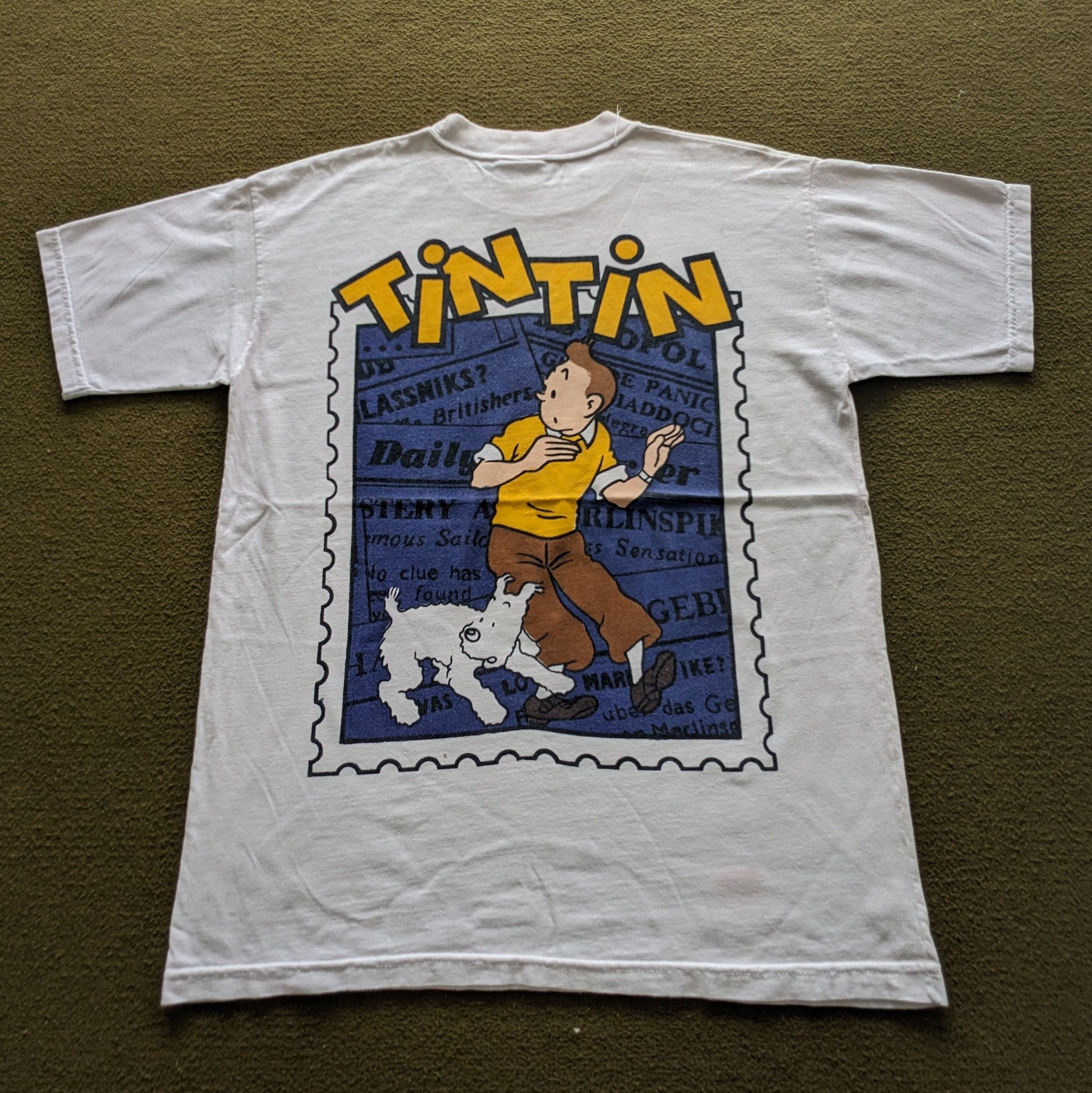 Vintage The Adventure of TINTIN American Cartoon T-shirt