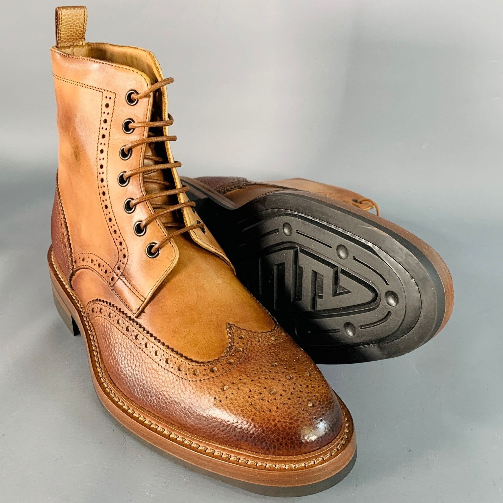 Paul Smith Size 8 Tan Brown Antique Leather Wingtip Lace-Up Boots Size US 8 / EU 41 - 5 Thumbnail