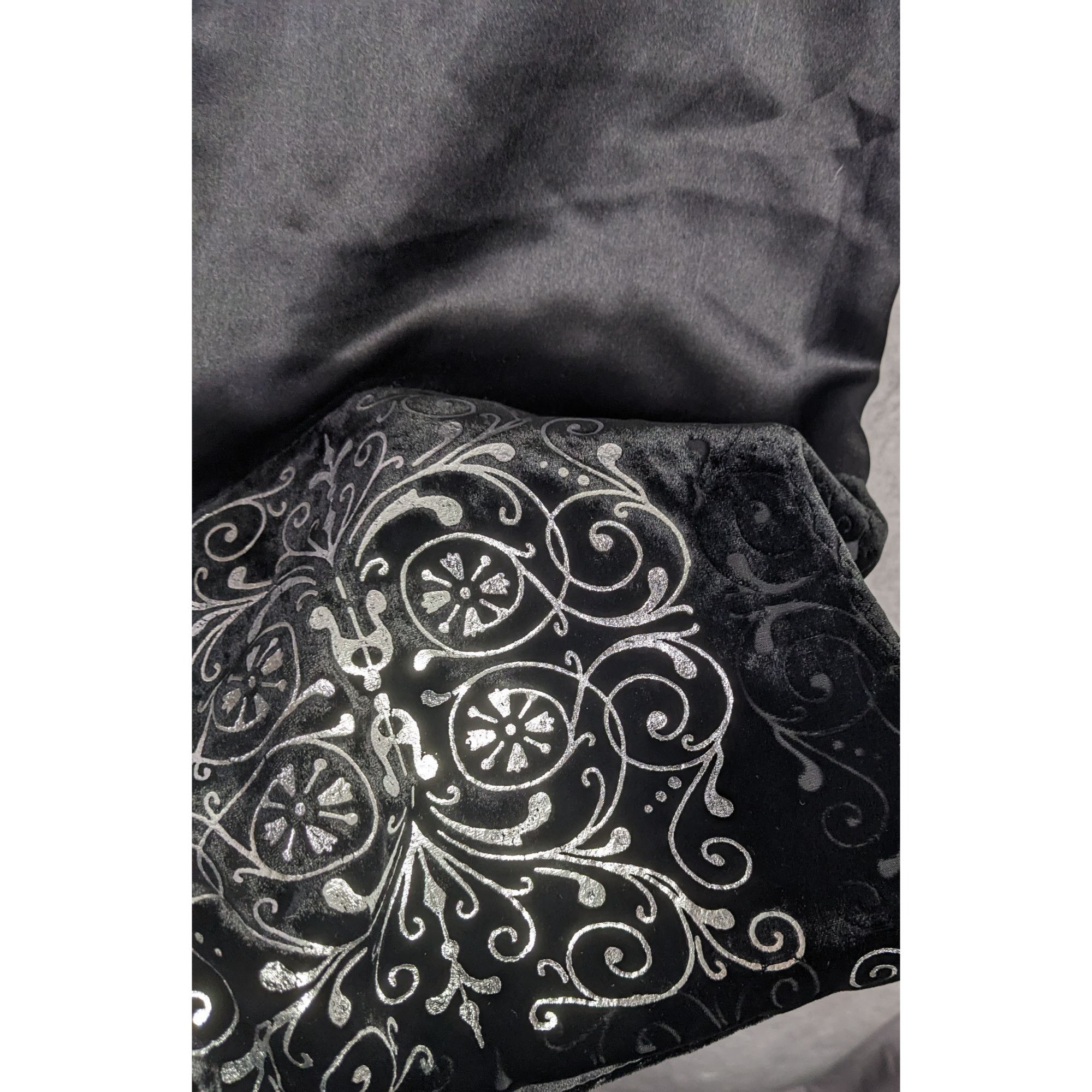 Other Black Gothic Satin & Velvet Scarf With Silver Accents 21x80 Size ONE SIZE - 6 Thumbnail