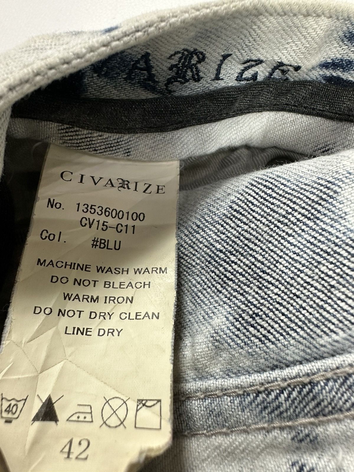 Japanese Brand Civarize Acid Wash Skinny Jeans Pants Size US 29 - 14 Thumbnail