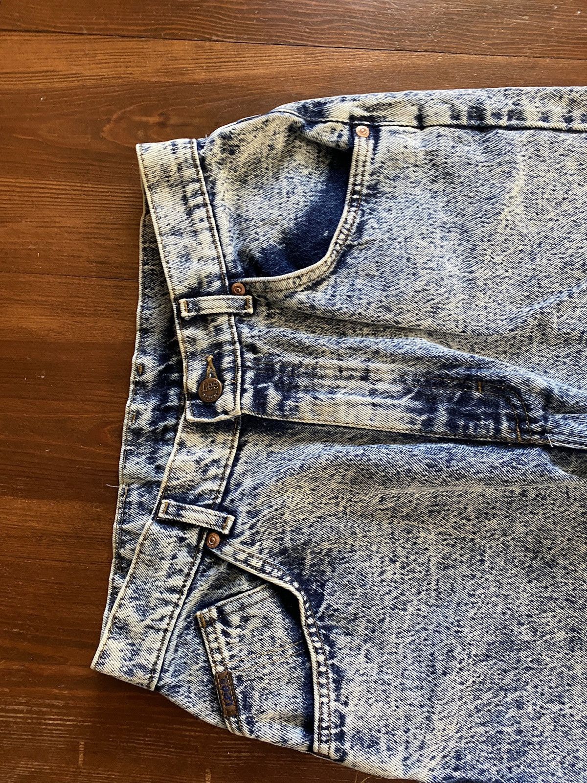 Lee Vintage 80’s Lee Blue & White Acid Wash Denim Jeans 28x28 Size 28" / US 6 / IT 42 - 15 Thumbnail