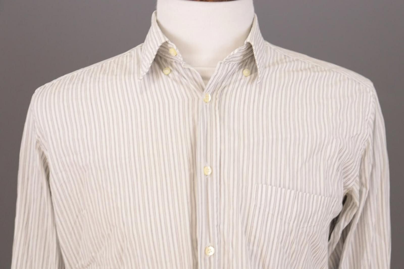 Romeo Gigli Romeo Gigli Milano White Pinstripe Down Shirt Size 40 / 15 Size US M / EU 48-50 / 2 - 2 Thumbnail