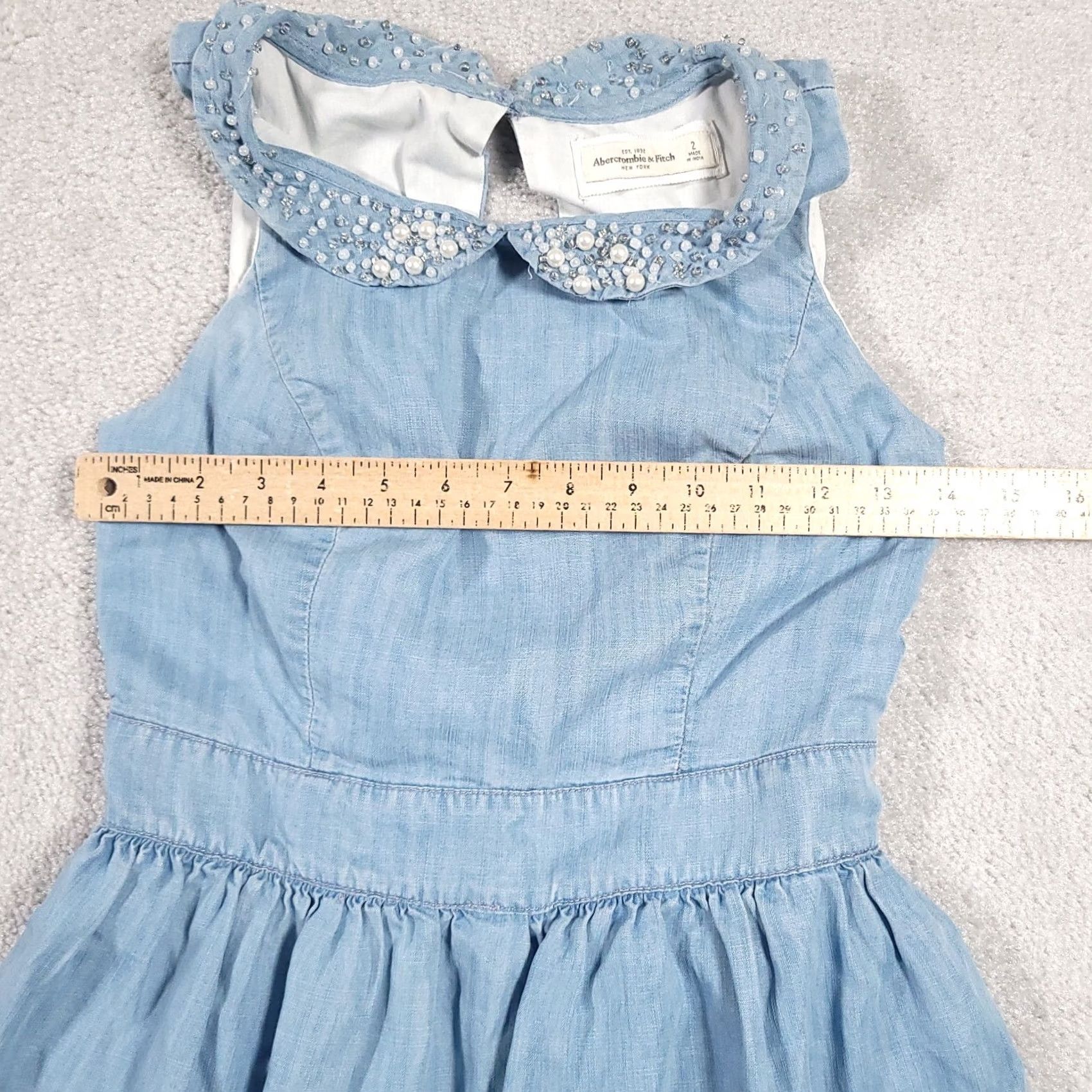 Abercrombie & Fitch VINTAGE Abercrombie & Fitch Mini Dress Women Beaded Cutout Back Blue Collar Y2K Dress A-Line Short Sleeveless Zip Size S / US 4 / IT 40 - 7 Thumbnail