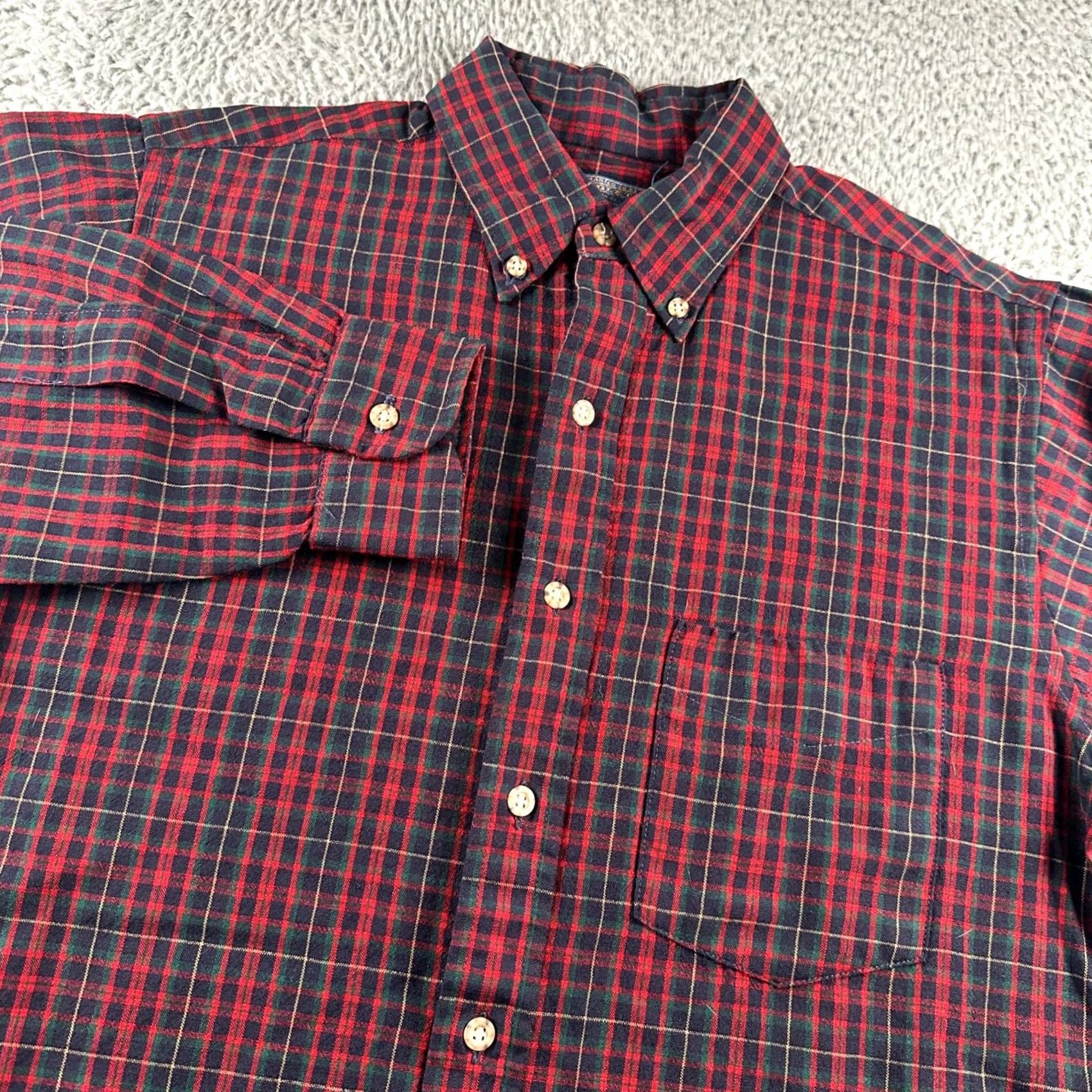 Pendleton VINTAGE Pendleton Shirt Mens M Red Green Navy Plaid Wool Button Down USA Size US M / EU 48-50 / 2 - 2 Thumbnail