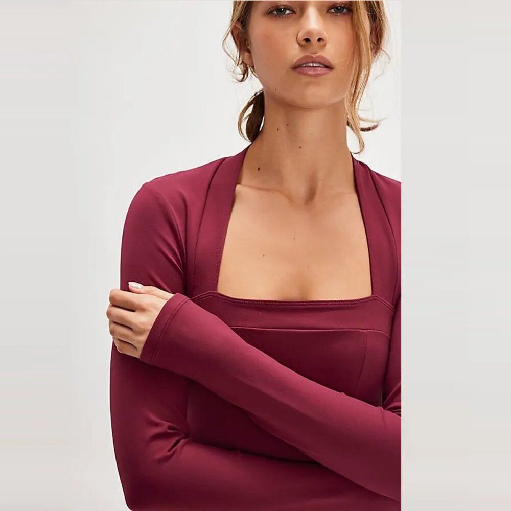 Free People NWT New $78 Free People Now Or Never Red Plum Bodysuit Size Size S / US 4 / IT 40 - 2 Thumbnail