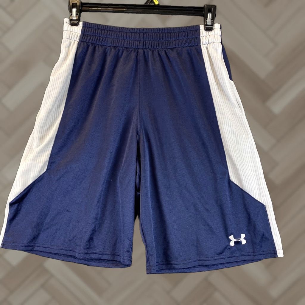 Under Armour Under Armour Basketball Shorts Men M Blue Graphic Logo Athletic Gym Loose 56-20 Size US 31 - 1 Thumbnail
