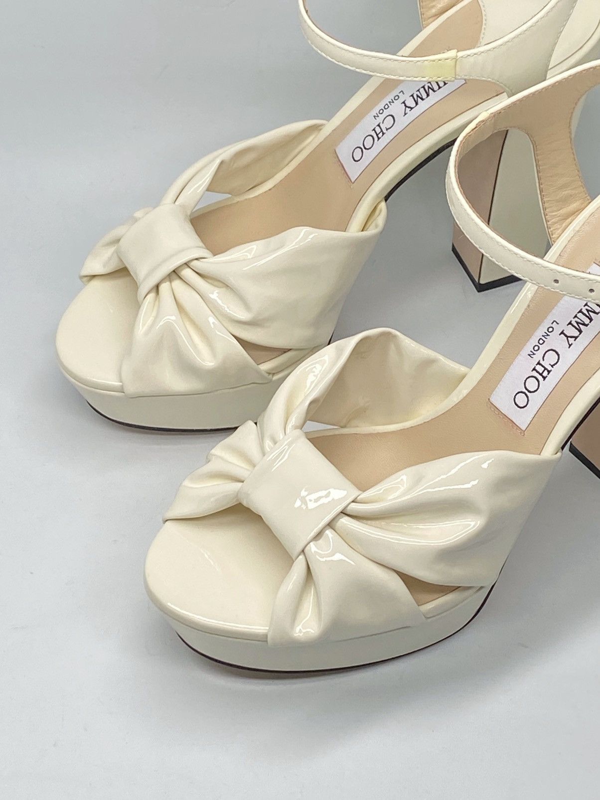 Jimmy Choo Jimmy Choo Patent Leather Ankle-Strap Platform Sandals Size US 8 / IT 38 - 8 Thumbnail