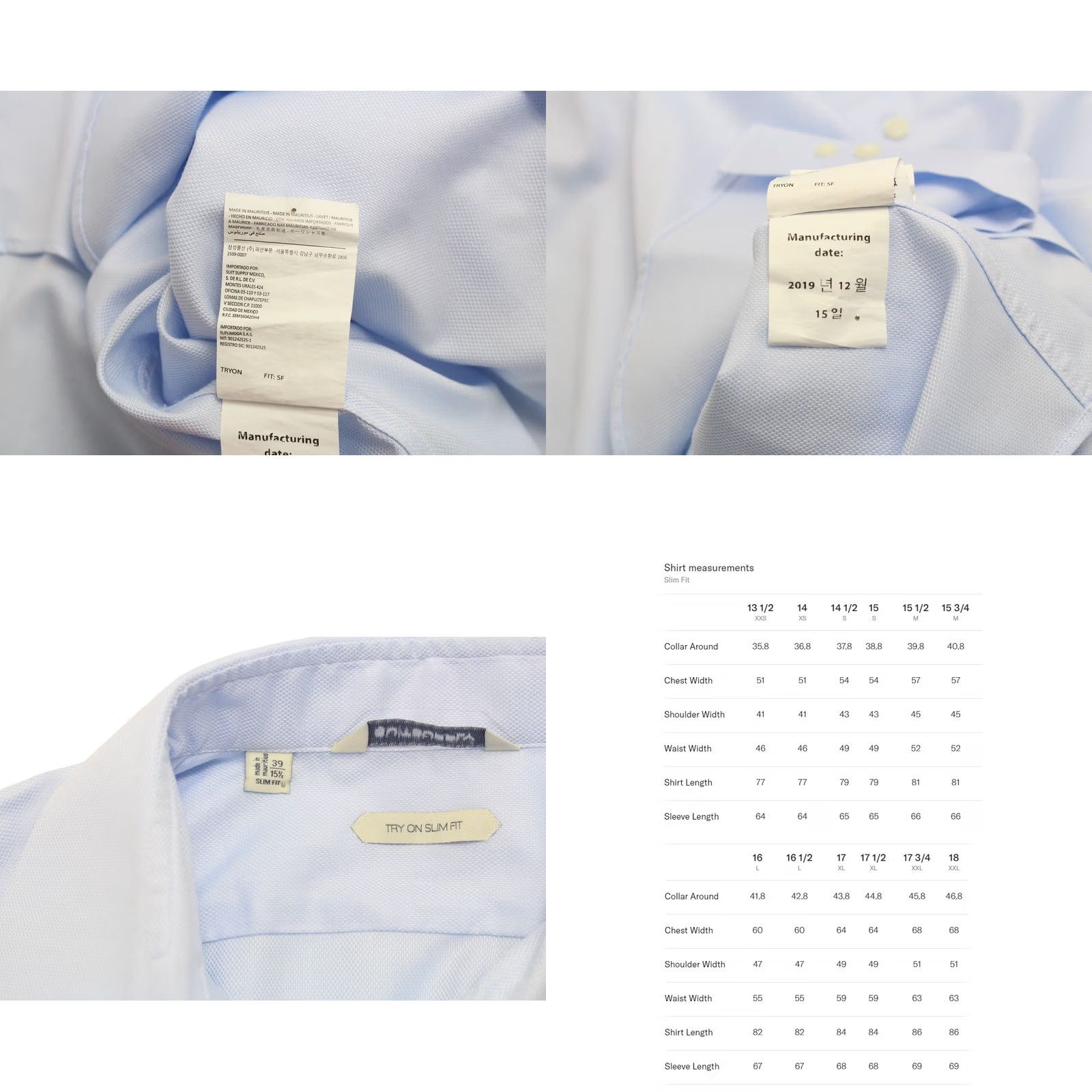 Suitsupply Suitsupply Slim Fit Formal Shirt Men's 39 / 15 1/2 Button Up Spread Blue Patterned Dress Shirt Button-Up Long Sleeve Cuffs Size 40R - 8 Thumbnail