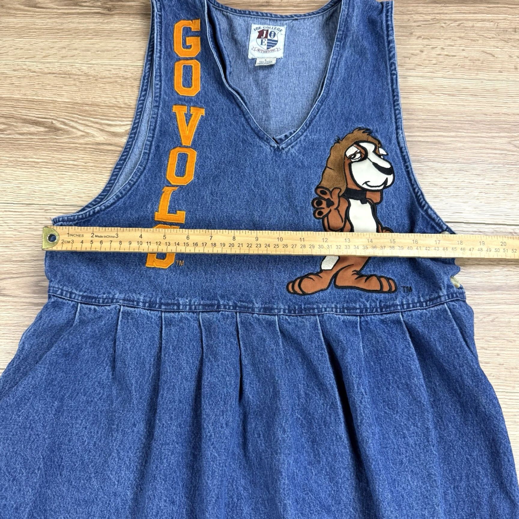 Denime Vtg Joe College Denim Jumper Dress L Women Blue College Theme Size L / US 10 / IT 46 - 6 Thumbnail
