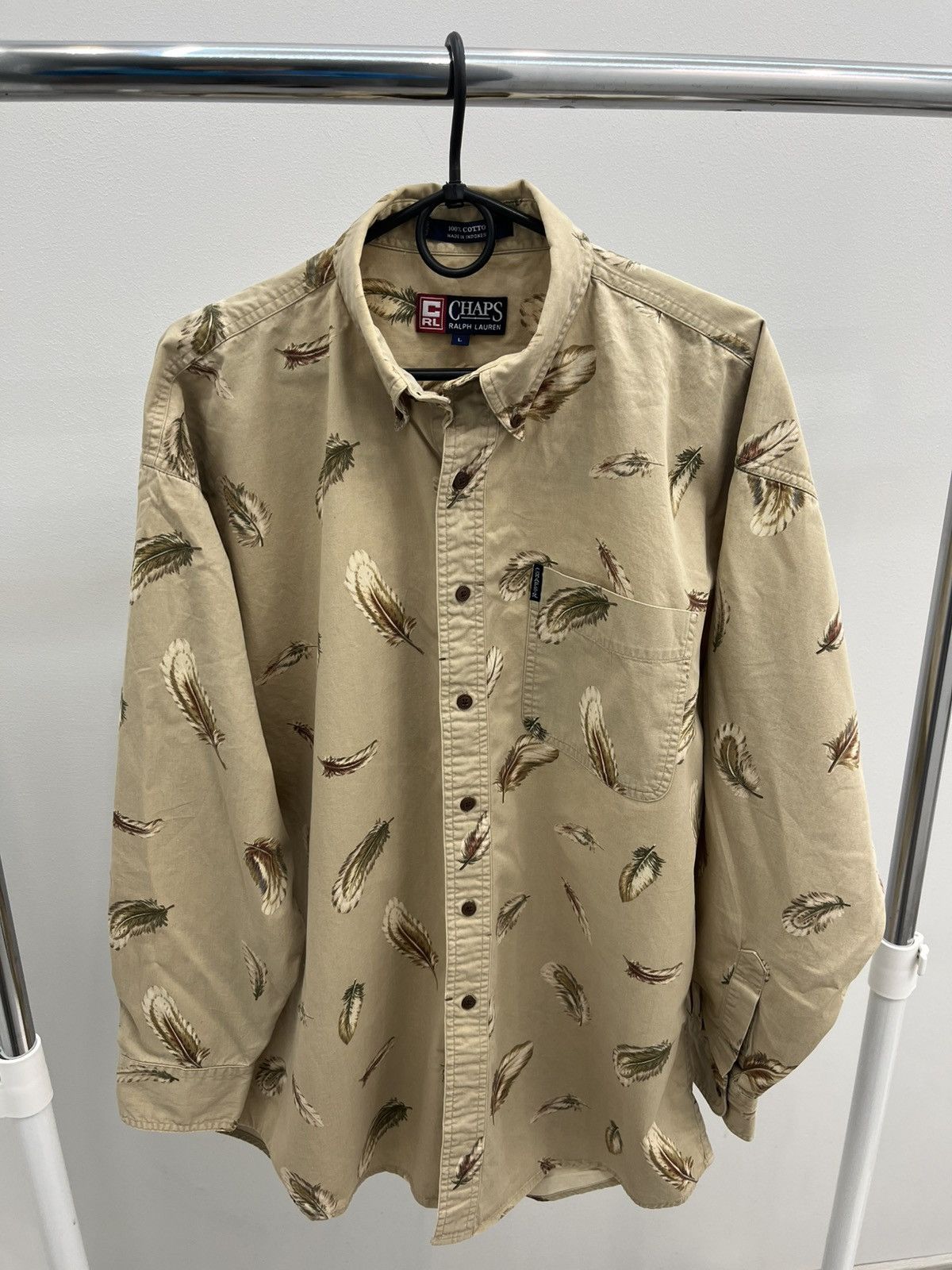 Ralph Lauren Ralph Lauren Chaps Feathers Printed Cotton Shirt Size US L / EU 52-54 / 3 - 2 Thumbnail