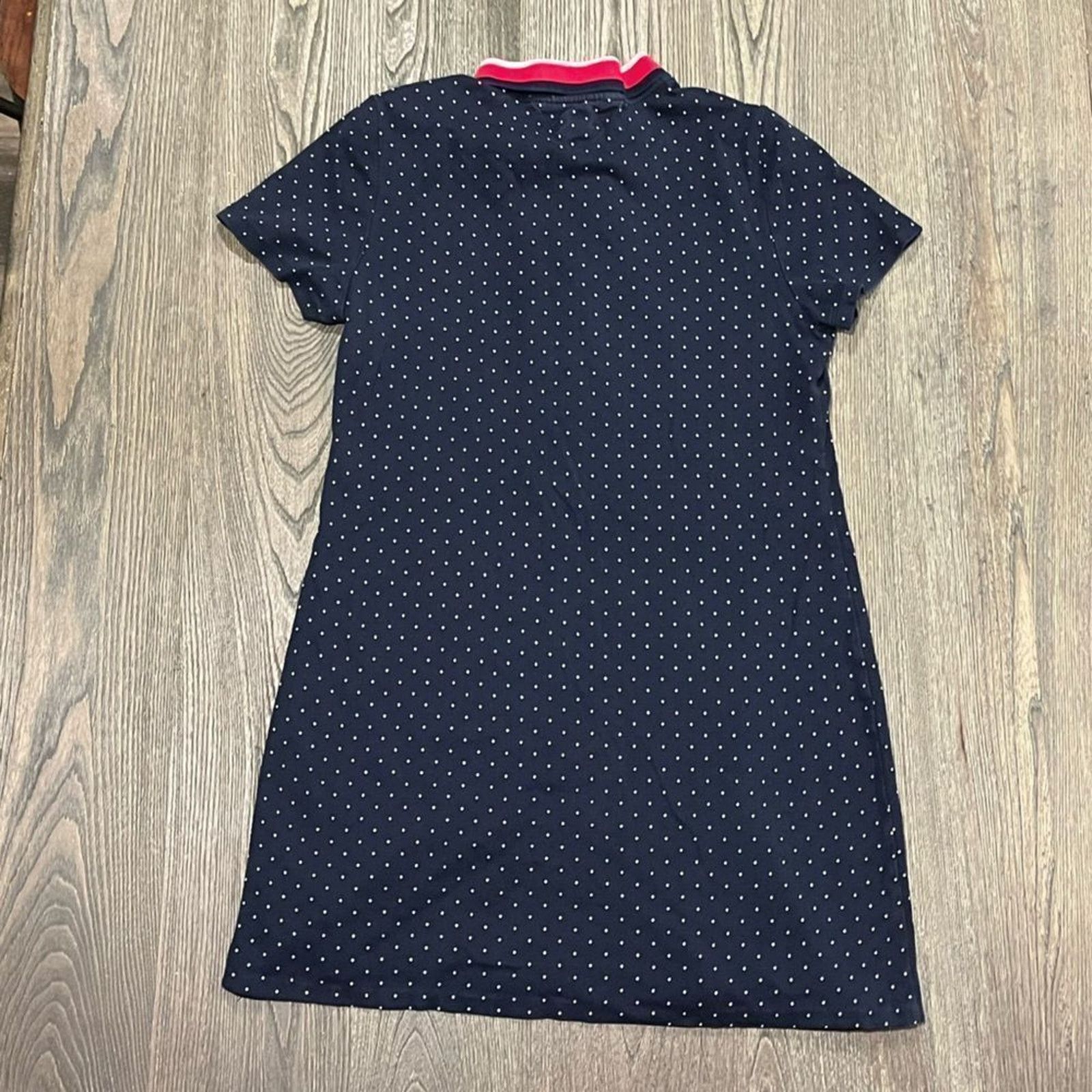 Tommy Hilfiger Tommy Hilfiger Dress Polo Polka Dot Short Sleeve Button Sz L Size L / US 10 / IT 46 - 6 Thumbnail