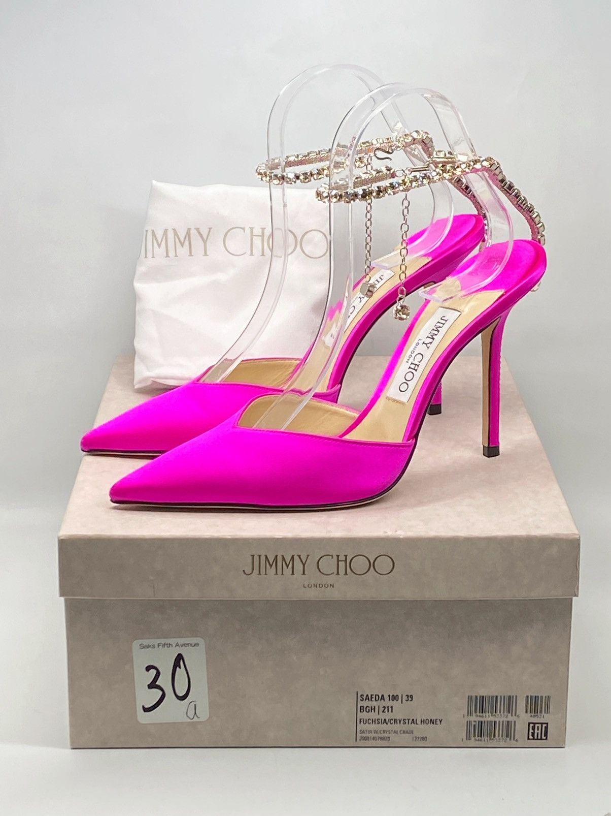 Jimmy Choo Jimmy Choo Saeda Satin Crystal Ankle-Strap Pumps size 39 Size US 9 / IT 39 - 12 Thumbnail