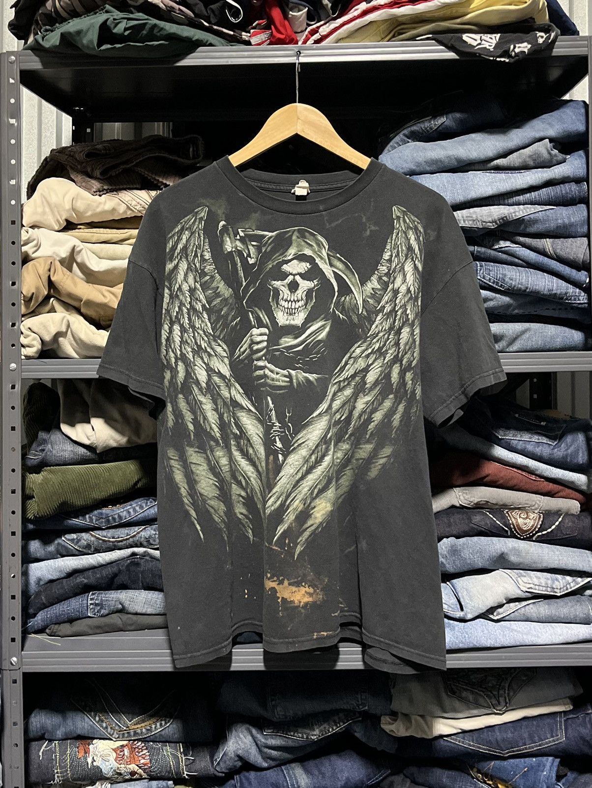 Affliction × Tapout × Vintage Crazy Y2K Affliction Style Grunge Wings Skater Opium Tee Size US XL / EU 56 / 4 - 1 Thumbnail