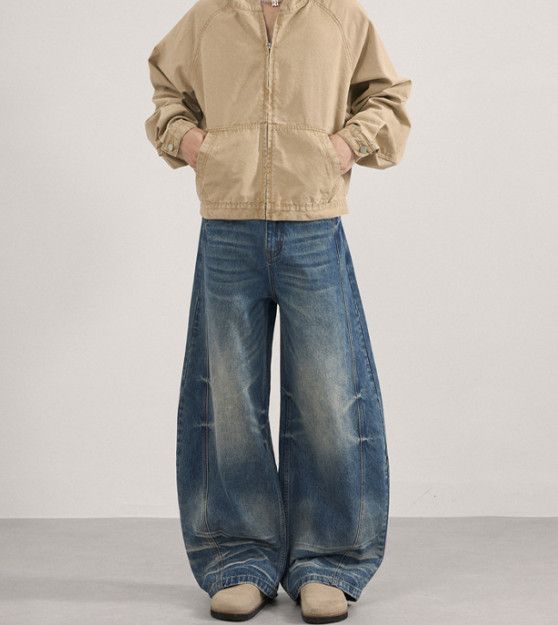 Japanese Brand Men's American Retro Whiskered Baggy Cutaway Jeans Size US 32 / EU 48 - 1 Thumbnail