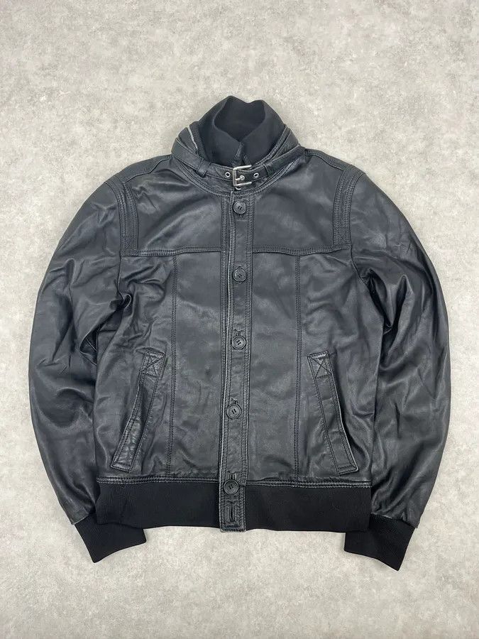 Dolce & Gabbana 2000s Dolce & Gabbana Black Buttoned Biker Leather Jacket Size US S / EU 44-46 / 1 - 4 Thumbnail