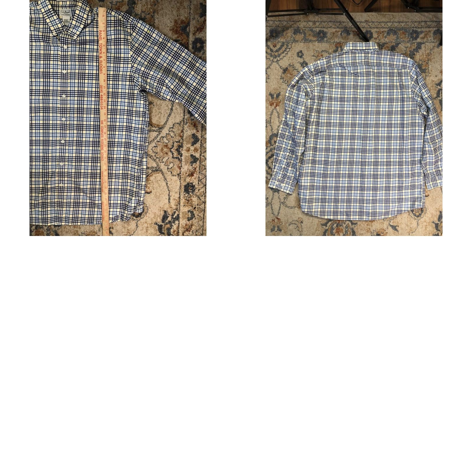 Vintage L.L. Bean Dress Shirt Mens XLT XL Tall Blue Yellow Plaid Wrinkle Free Cotton Shirt Dress Shirt Mens XLT Tall Blue Plaid Wrinkle Free 100% Cotton Size 46R - 8 Thumbnail